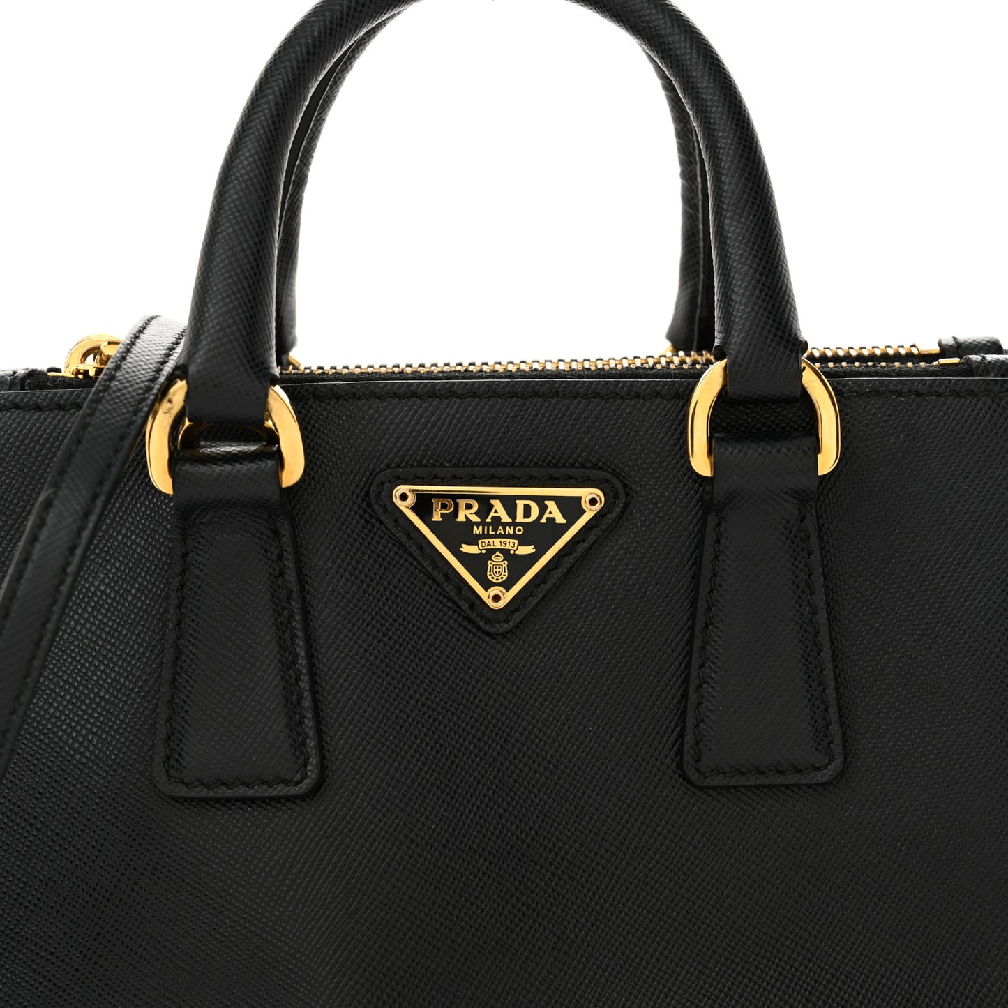 Saffiano Lux Micro Galleria Double Zip Tote Black