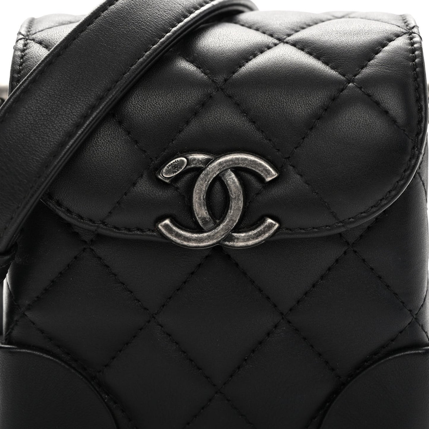 Lambskin Quilted Trunk Bag Black