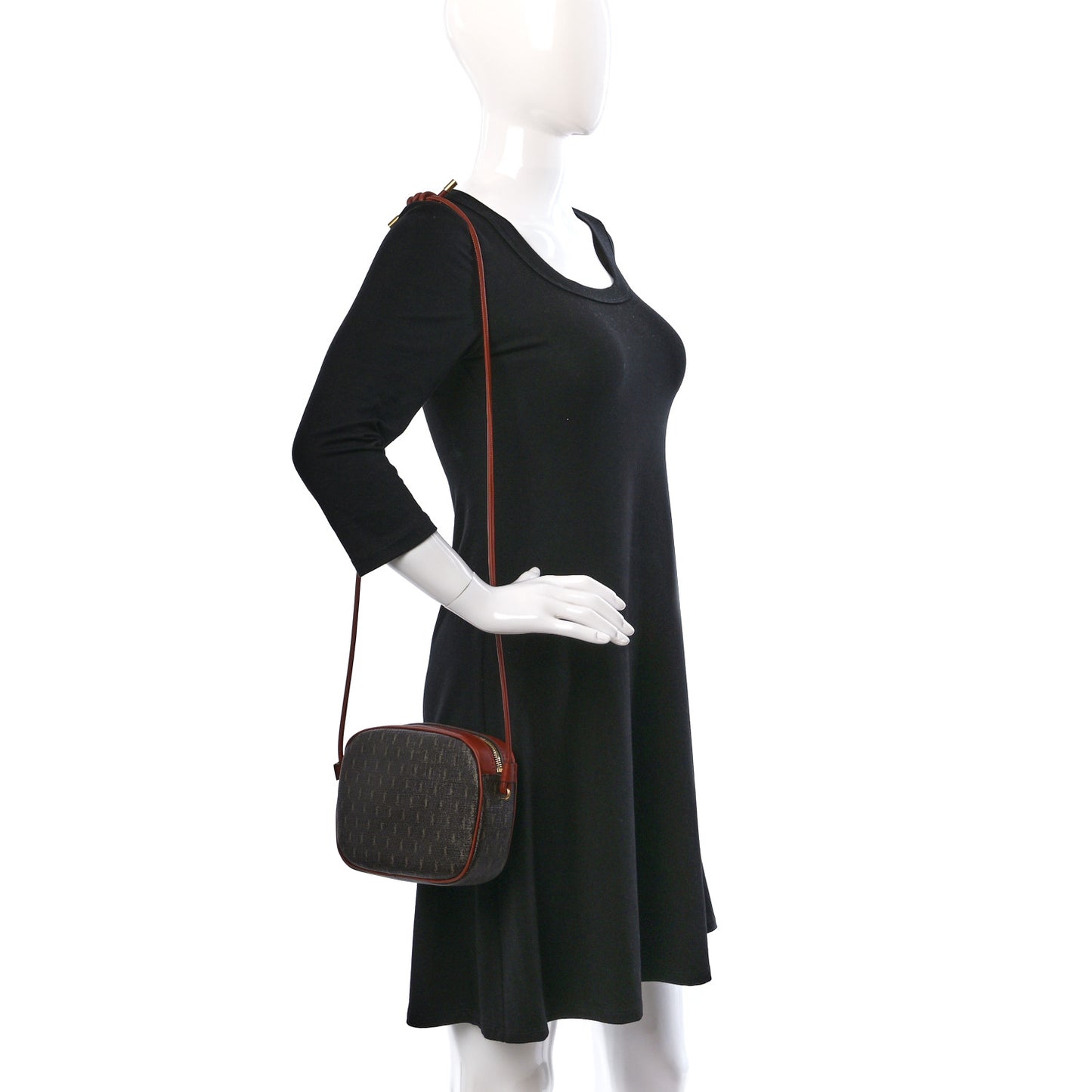 Canvas Smooth Calfskin Le Monogramme Small Camera Bag Chestnut
