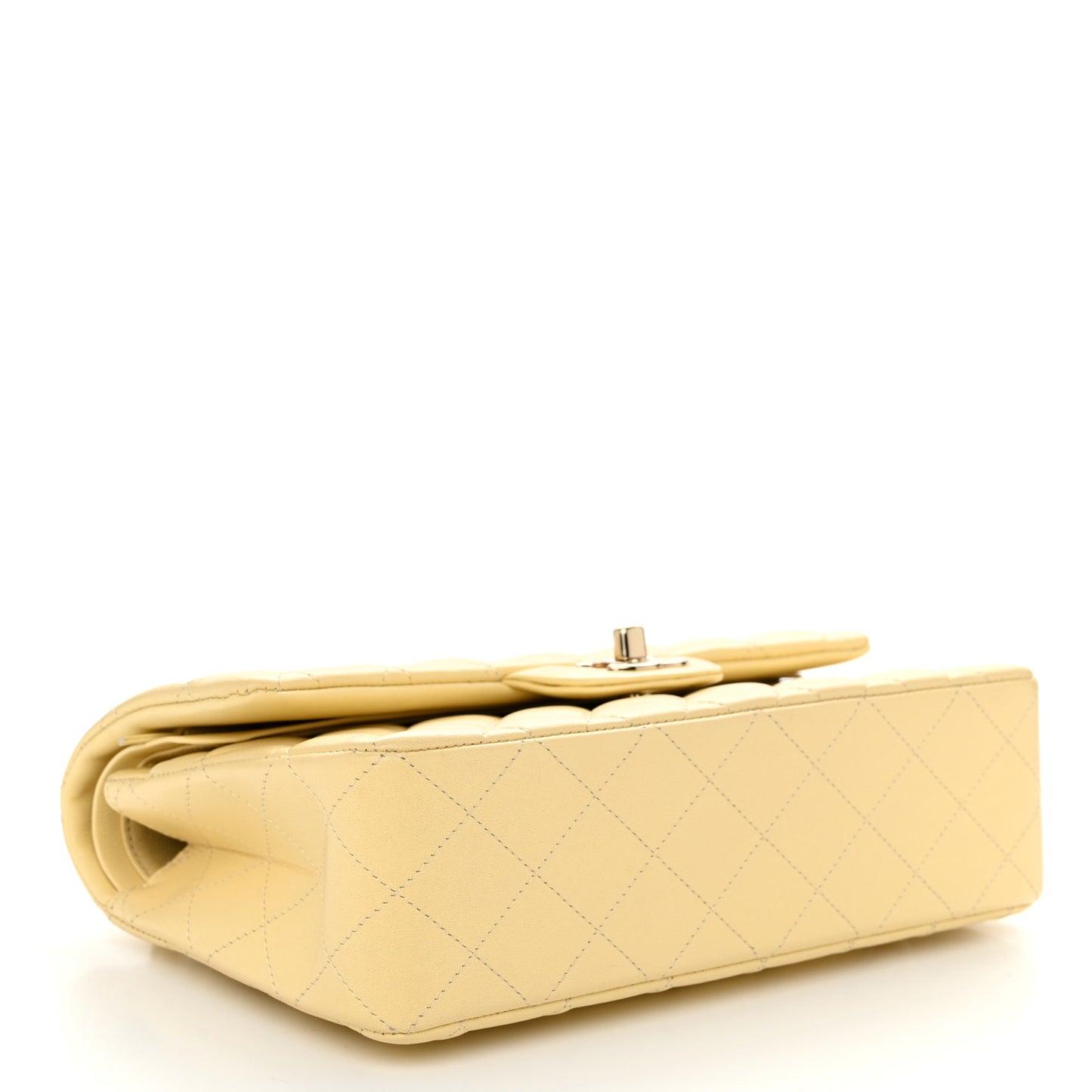 Lambskin Quilted Small Double Flap Yellow