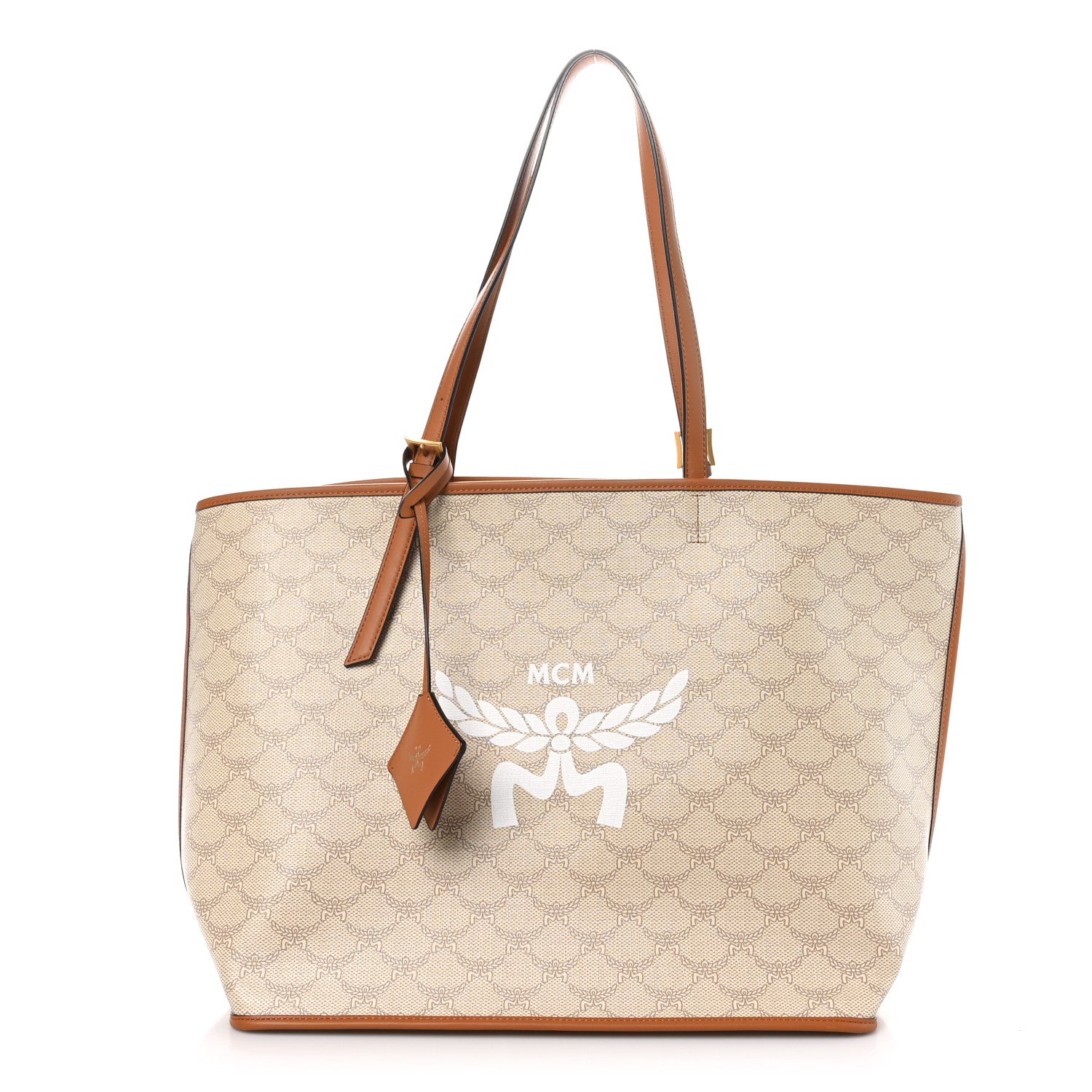 MCM Lauretos Nappa Medium Himmel Shopper Tote Oatmeal 1 of 9