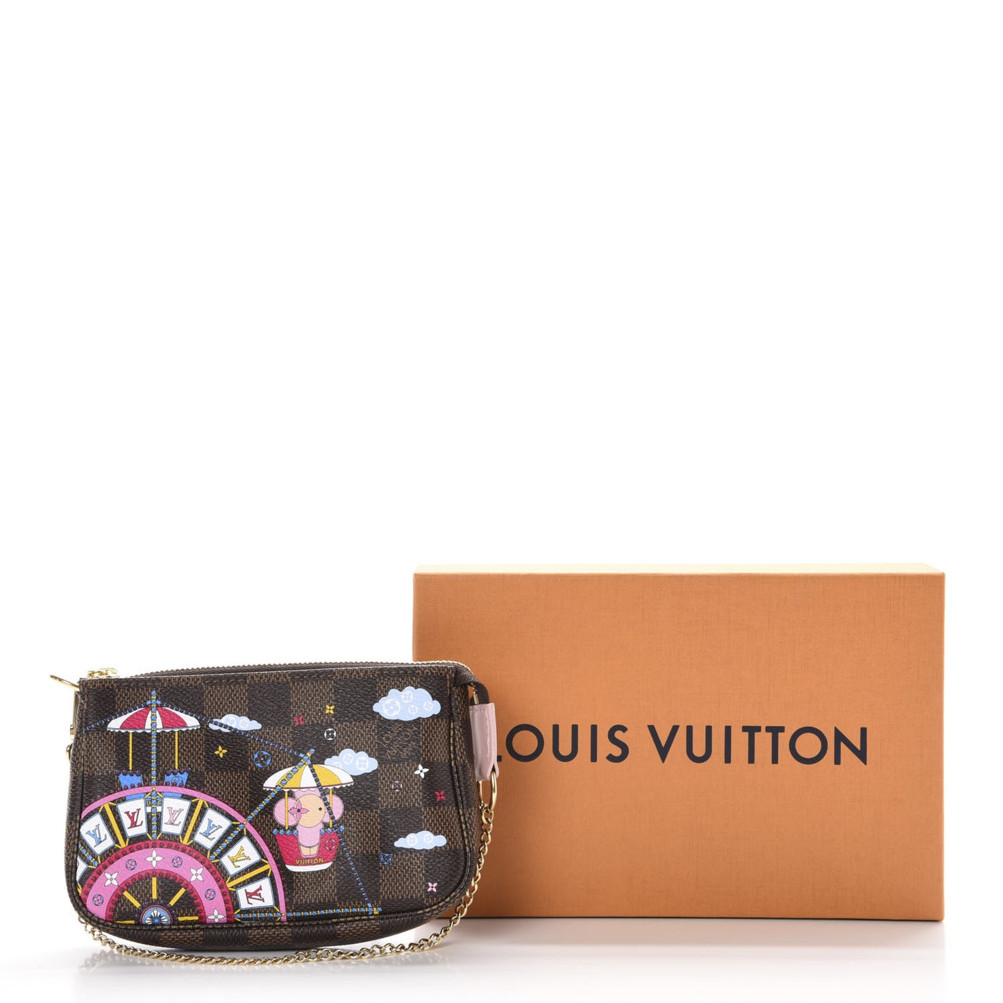 Damier Ebene 2020 Christmas Animation Big Wheel Mini Pochette Accessories Rose Ballerine