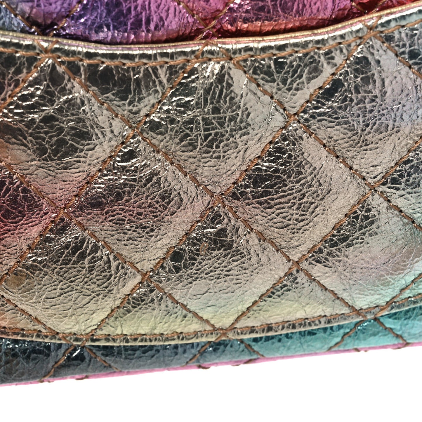 Metallic Goatskin Quilted Mini 2.55 Reissue Flap Multicolor