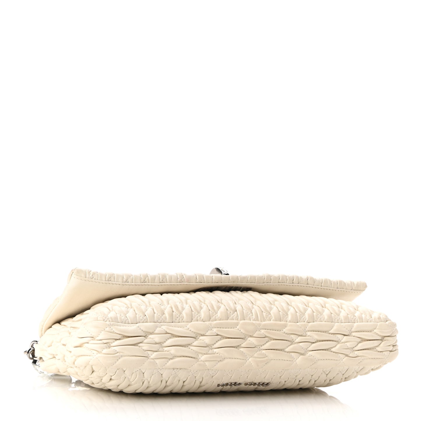 Nappa Matelasse Crystal Flap Clutch White