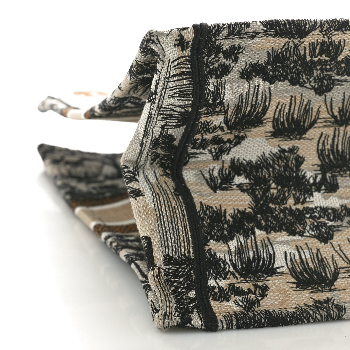 Canvas Embroidered Large Desert Printed Book Tote Beige Multicolor