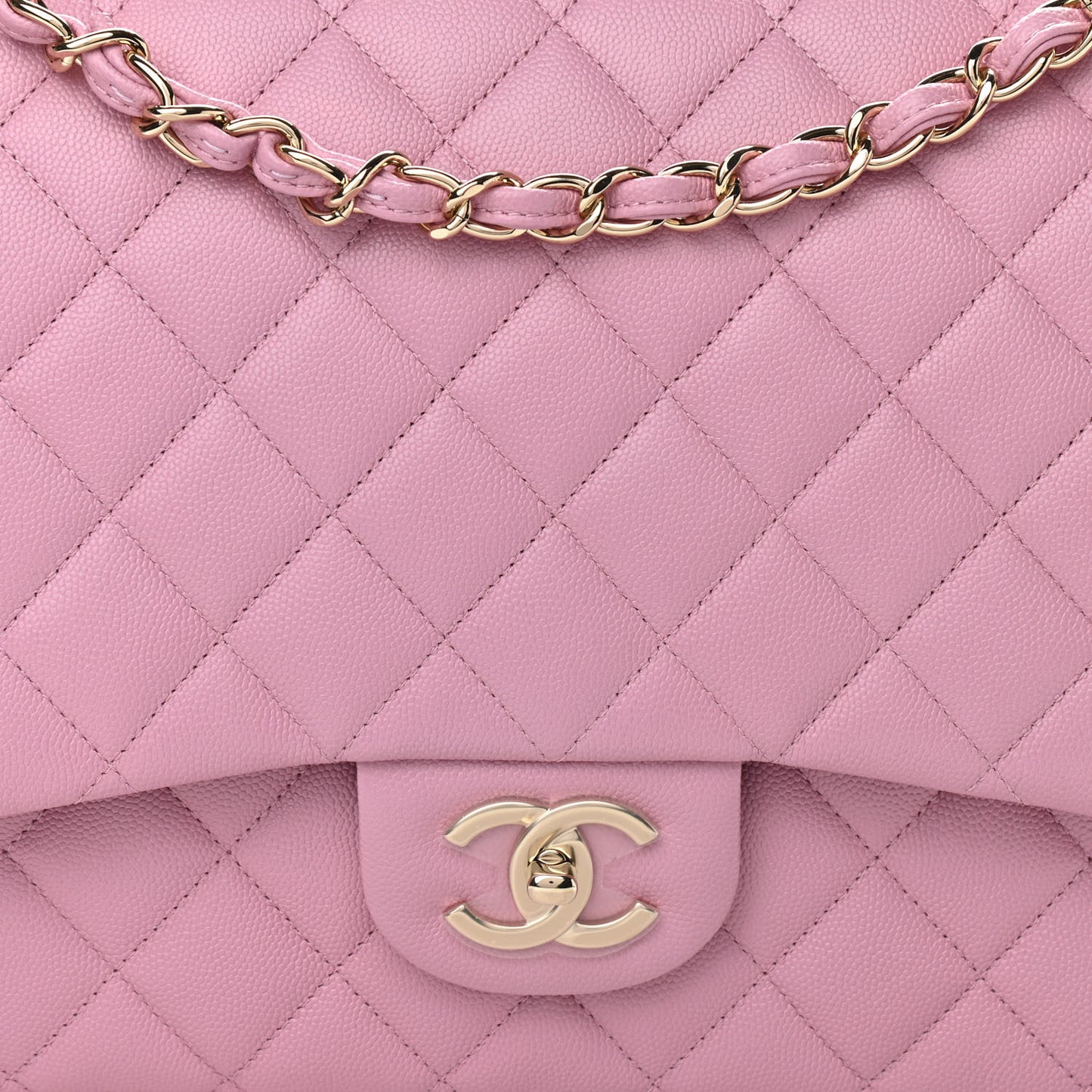 Caviar Quilted Maxi Double Flap Pink