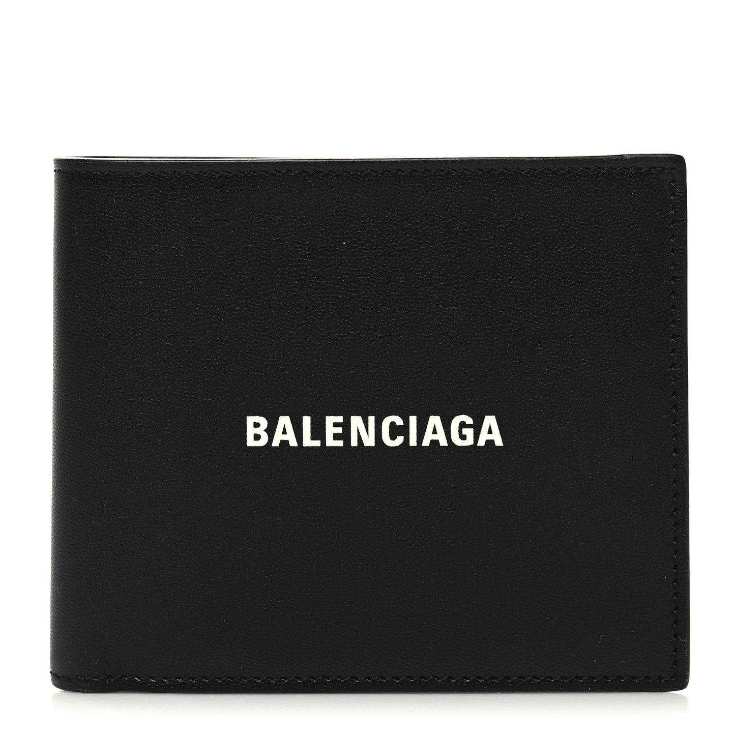 Calfskin Logo Cash Square Bi-Fold Wallet Black White