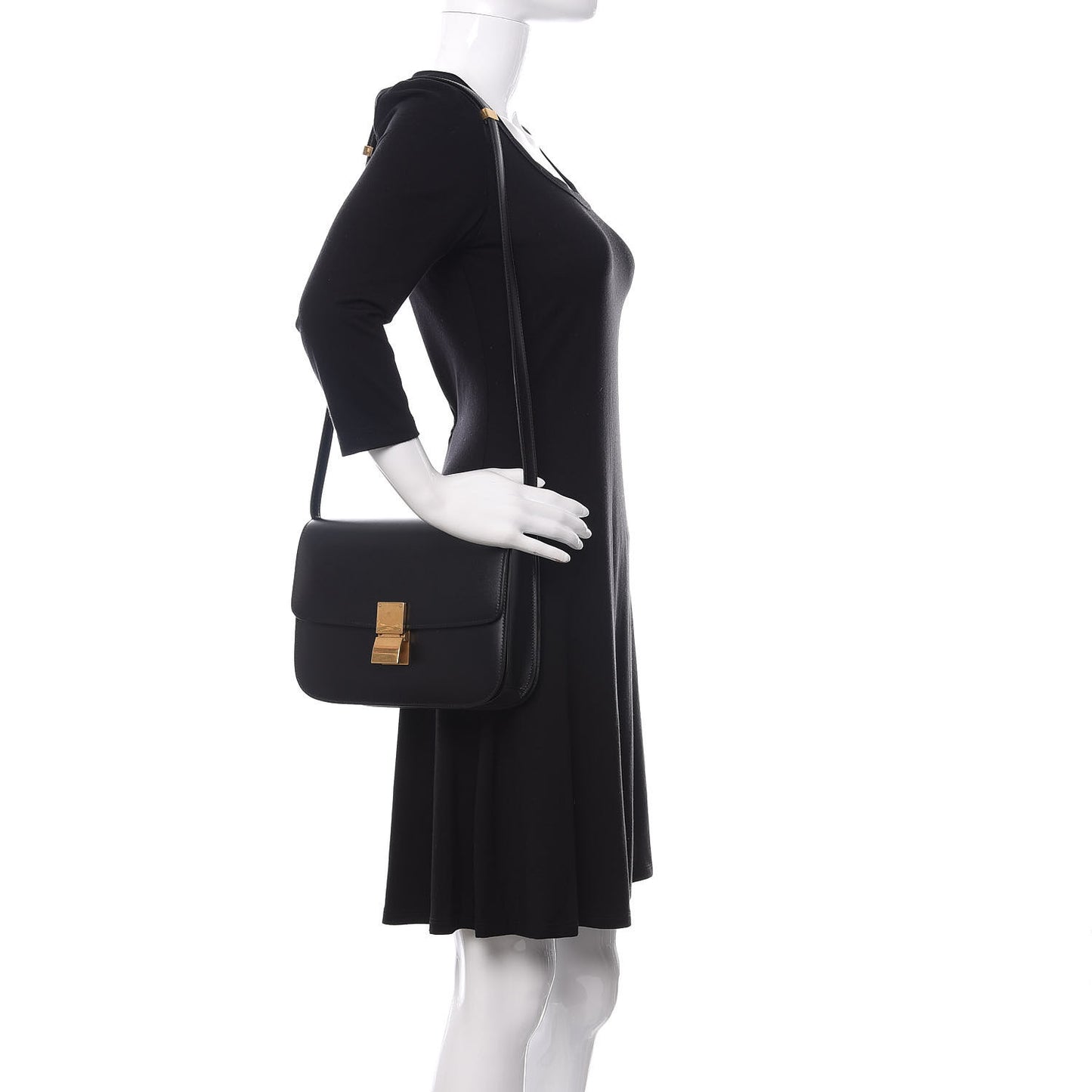 Box Calfskin Medium Classic Box Flap Bag Black