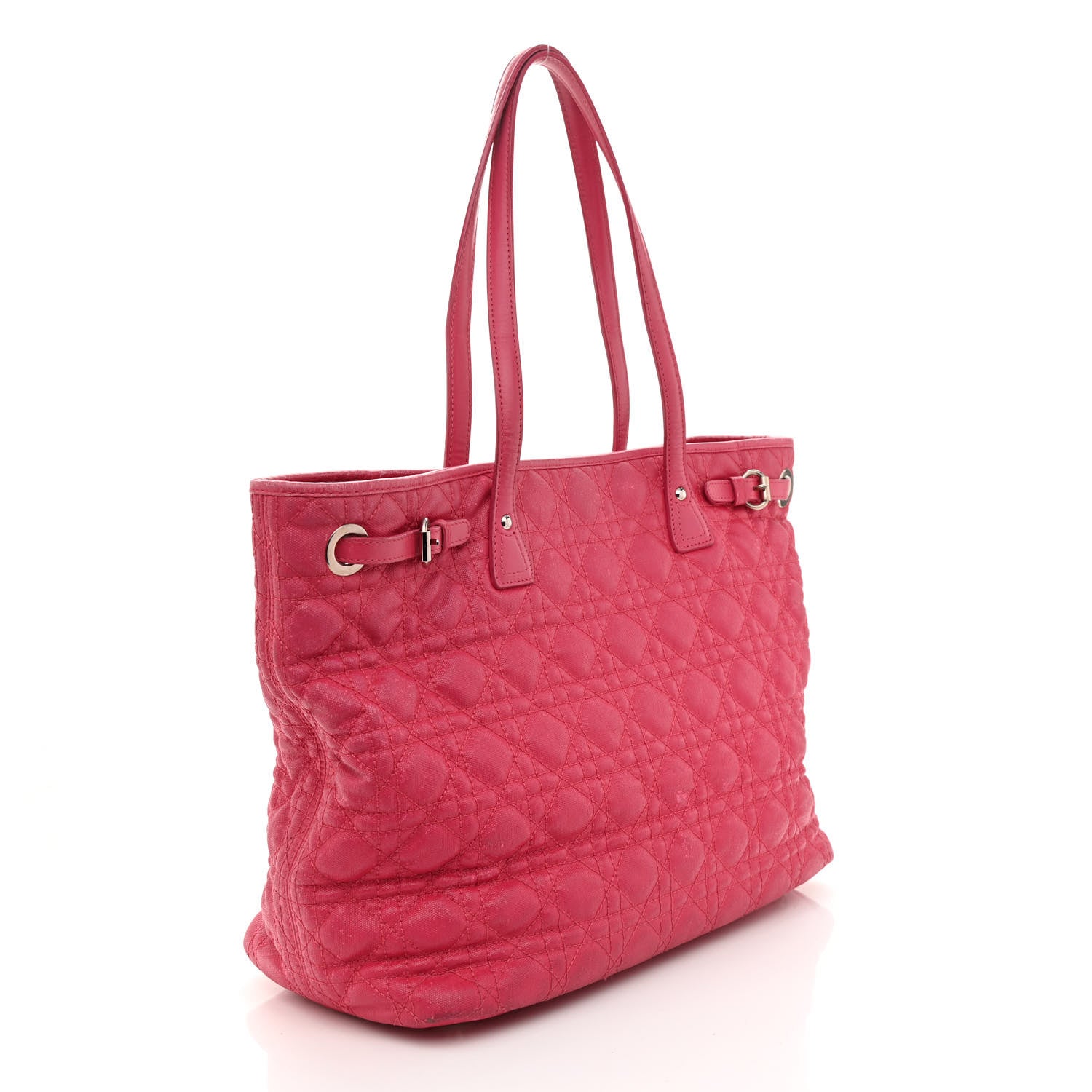 Christian Dior Coated Canvas Cannage Medium Panarea Tote Pink 3 of 17