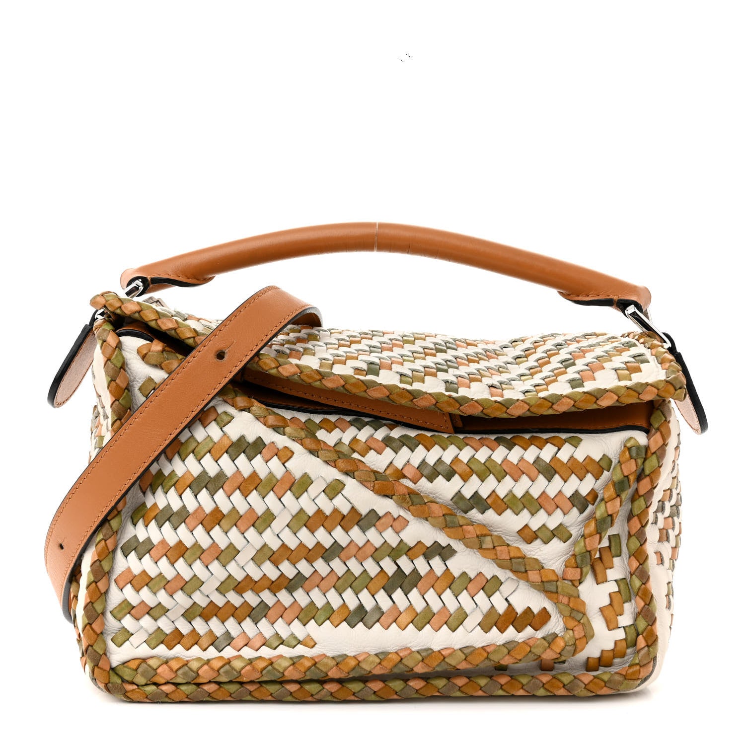 LOEWE バック Loewe Calfskin Woven Small Puzzle Bag Honey Multicolor 1495645