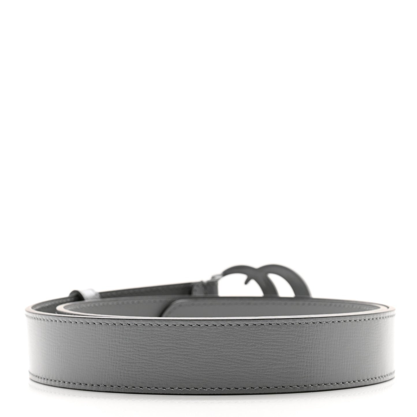 Azalea Calfskin Enamel Monochrome Double G 30mm Belt 85 34 Deep Grey