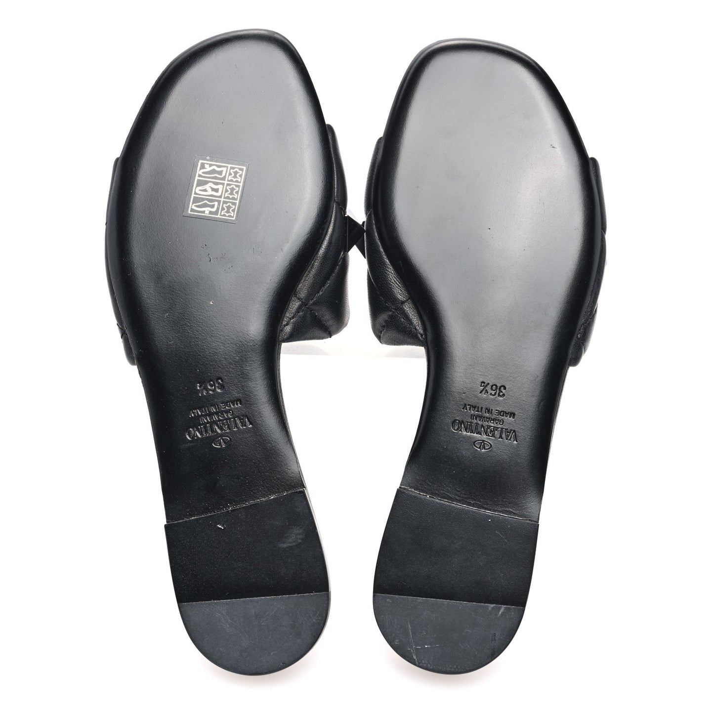 Nappa Monochrome Roman Stud Flat Slide Sandals 36.5 Black