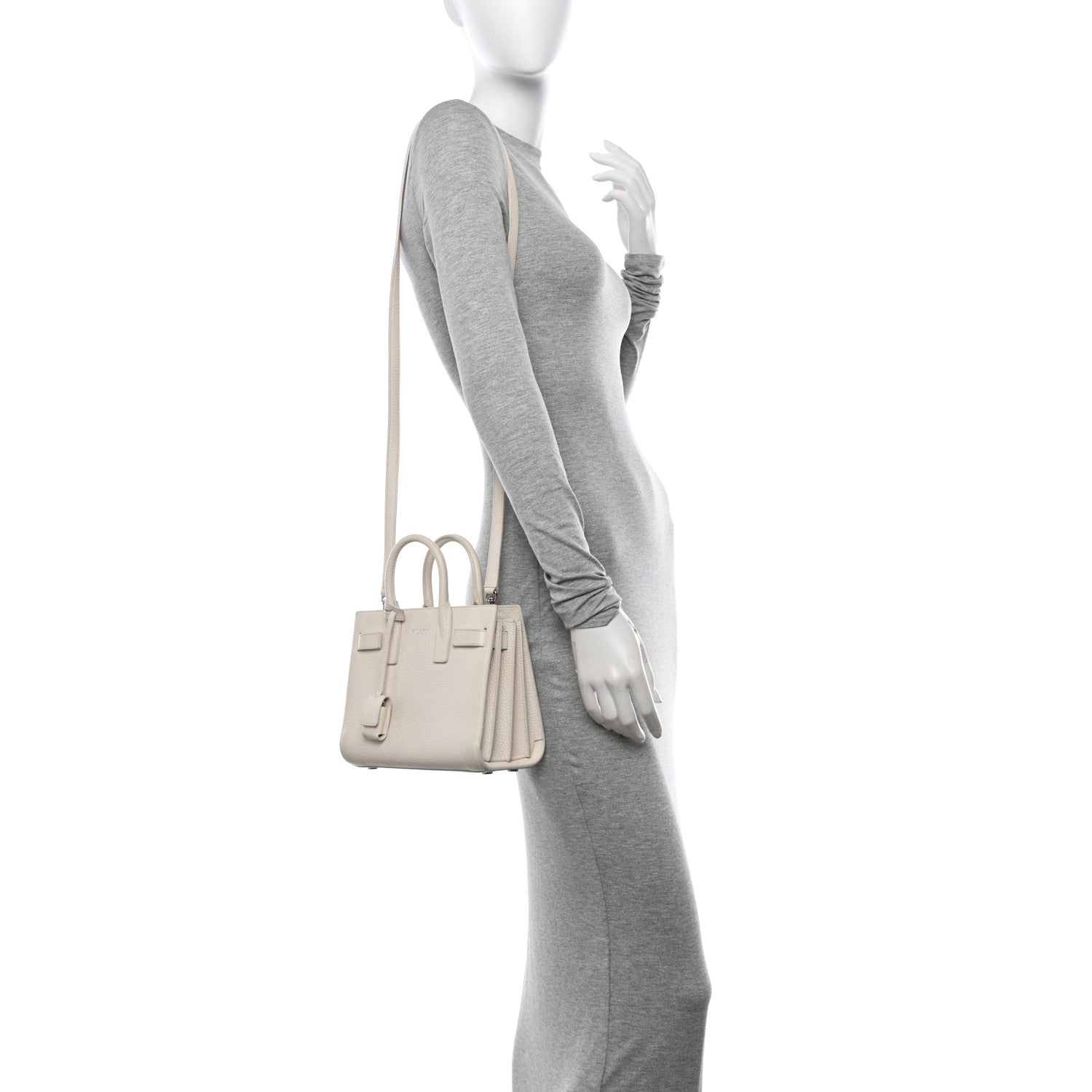 Saint Laurent Grained Calfskin Nano Sac De Jour Dove White 2 of 10