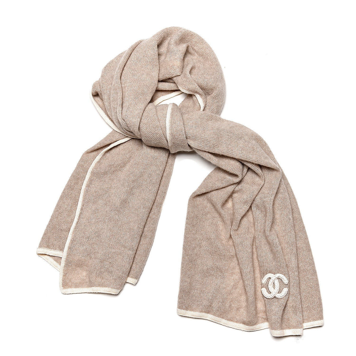 Chanel Cashmere Silk CC Scarf Beige 466850 – FASHIONPHILE
