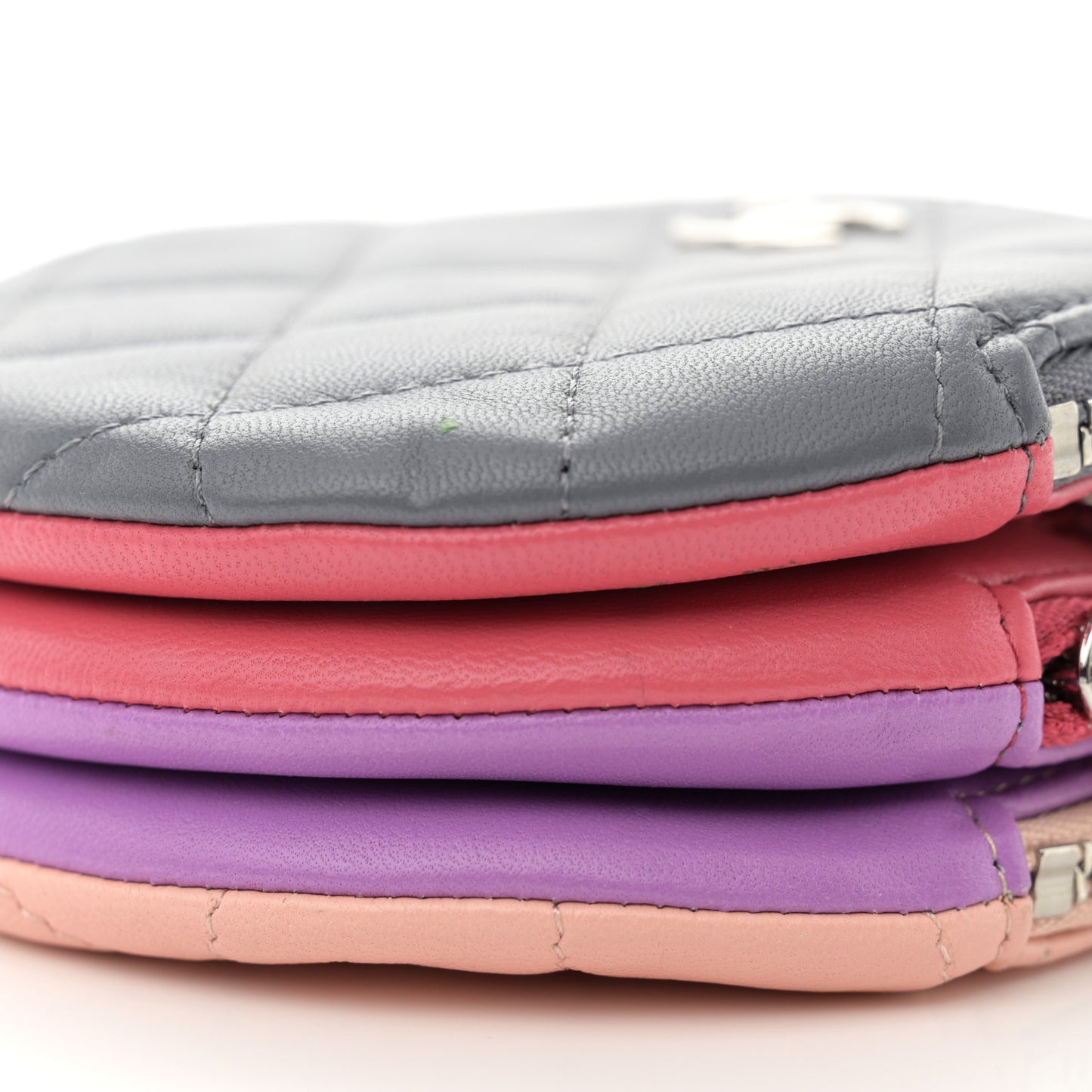 Lambskin Quilted Round Clutch With Chain Multicolor