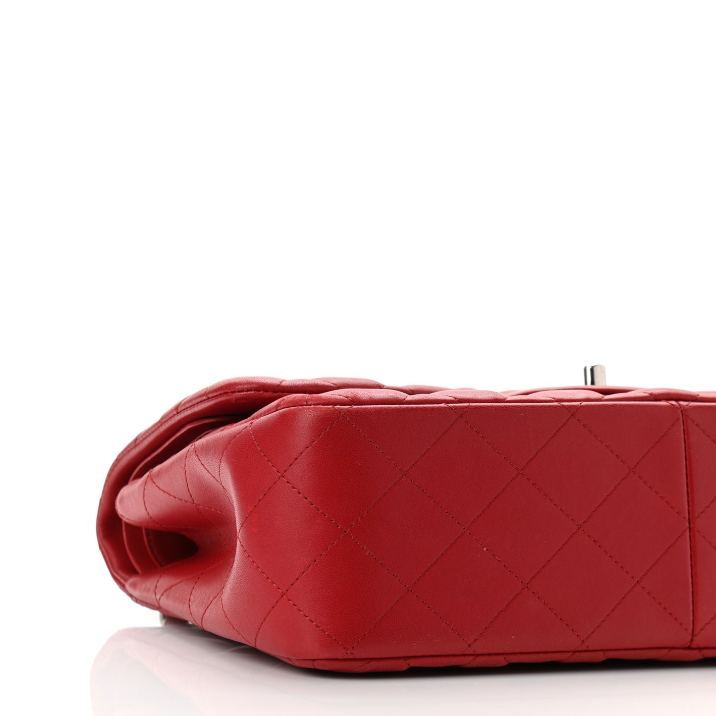 Lambskin Quilted Jumbo Double Flap Red