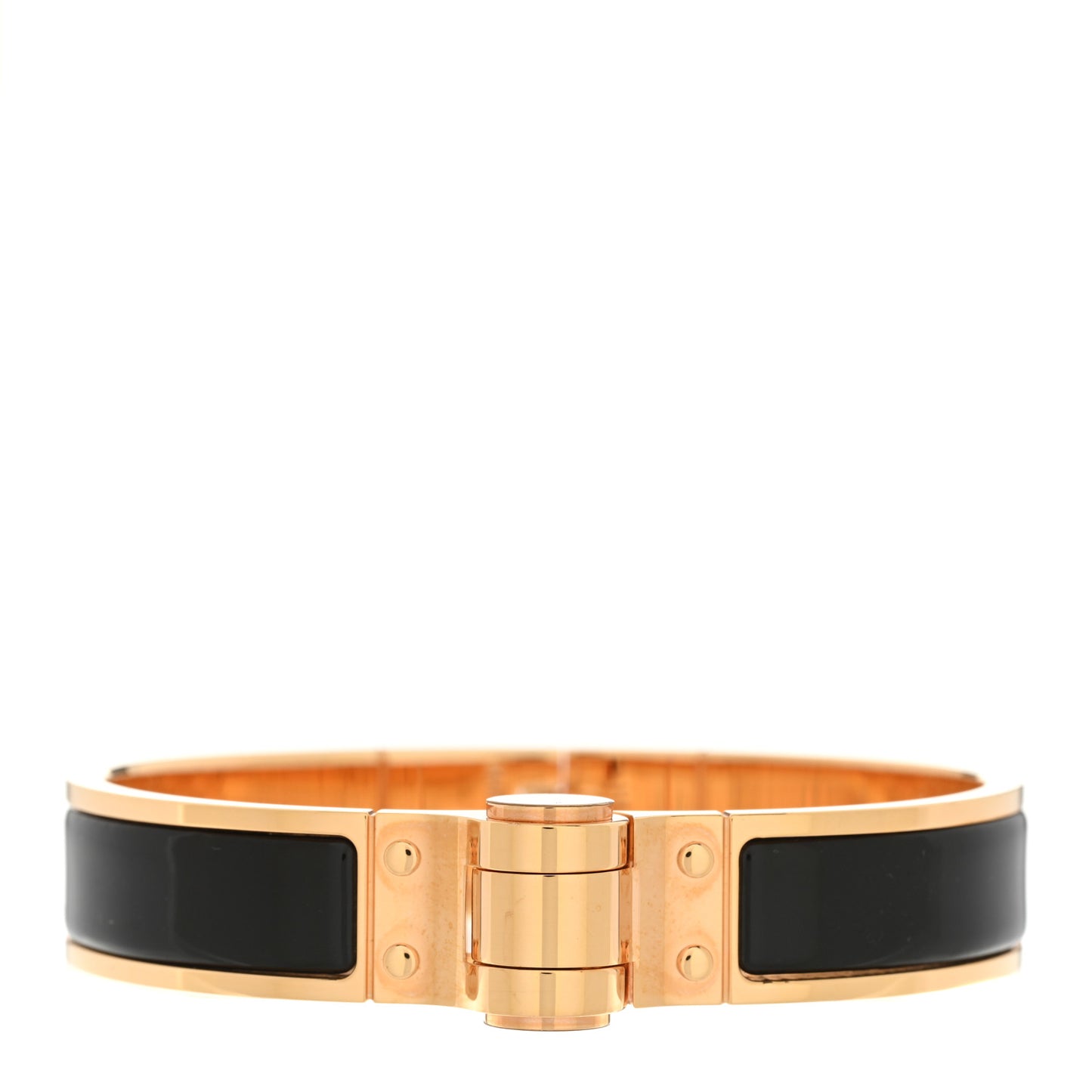 Enamel Charniere Uni Narrow Hinged Bracelet M Black