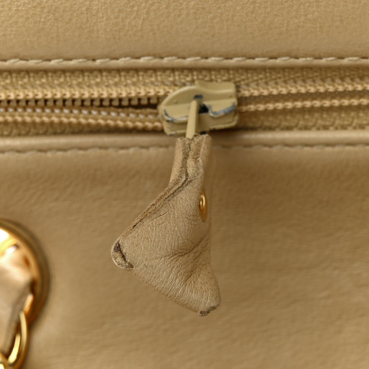 Lambskin Quilted Medium Double Flap Beige