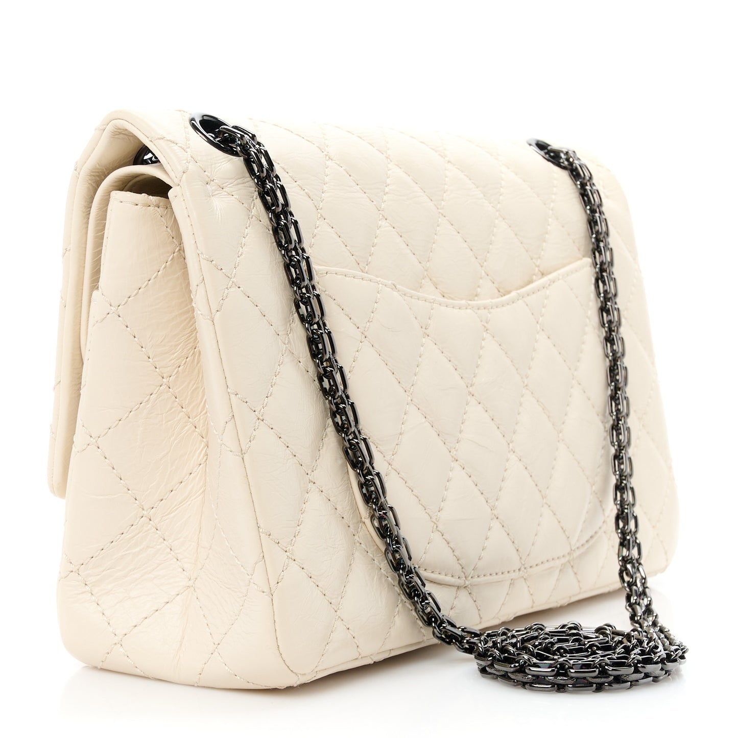 Aged Calfskin Quilted 2.55 Reissue 227 Flap White