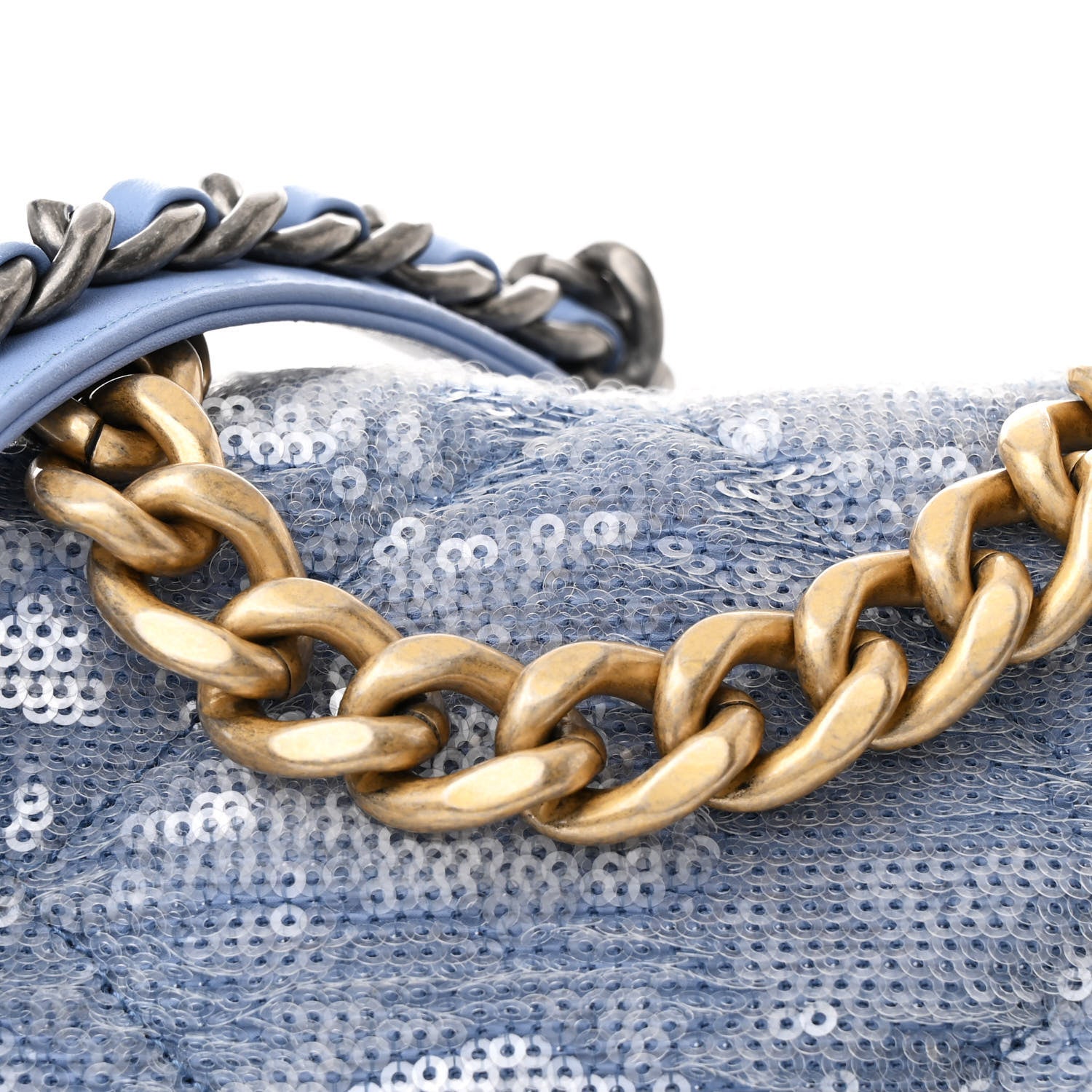 Chanel Sequin Quilted Medium Chanel 19 Flap Light Blue 8 of 10