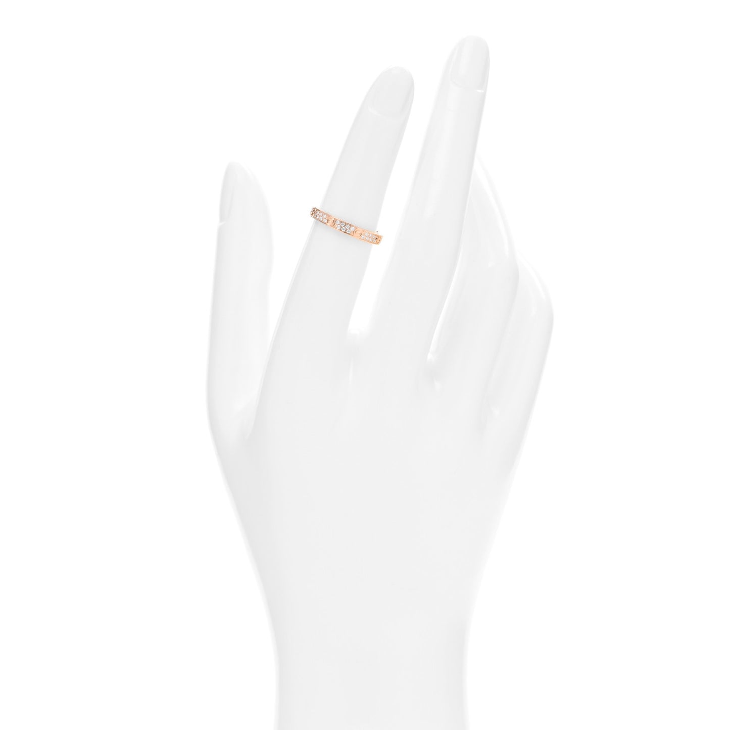 18K Pink Gold Diamond 2.6mm LOVE Paved Band Ring 50 5.25