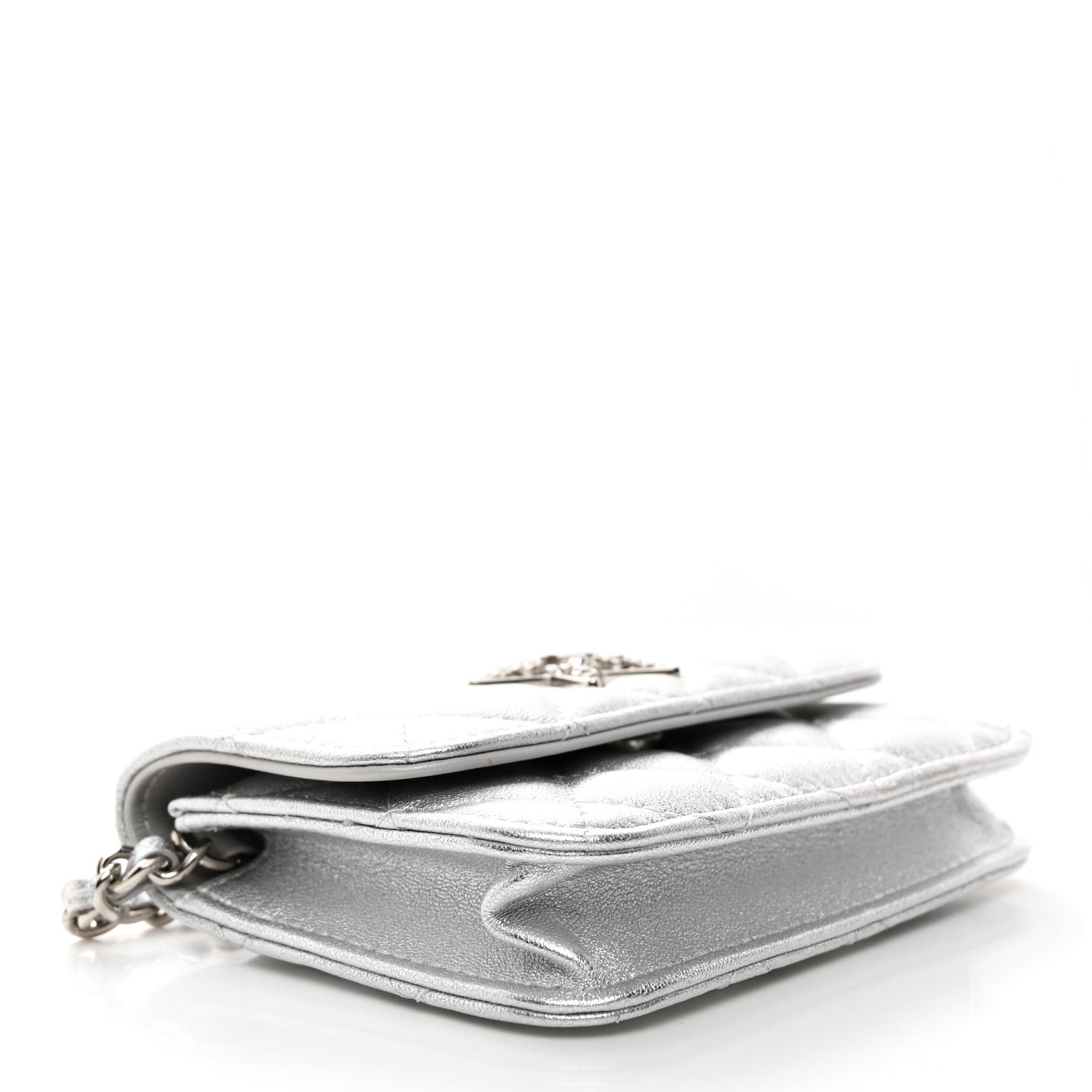 Chanel Metallic Goatskin Quilted Star Flap Waist Belt Bag Silver 4 of 12