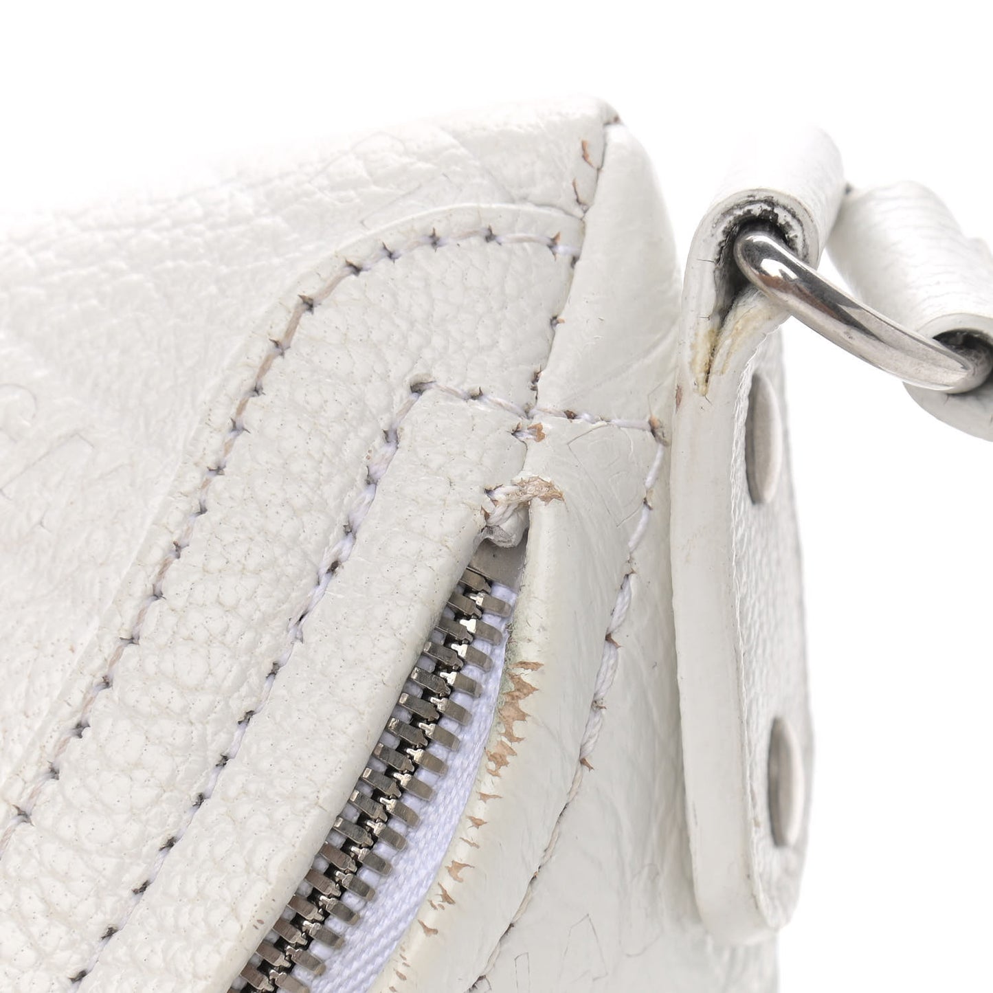 Shiny Goatskin Allover Logo Embossed XXS Souvenir Belt Bag White
