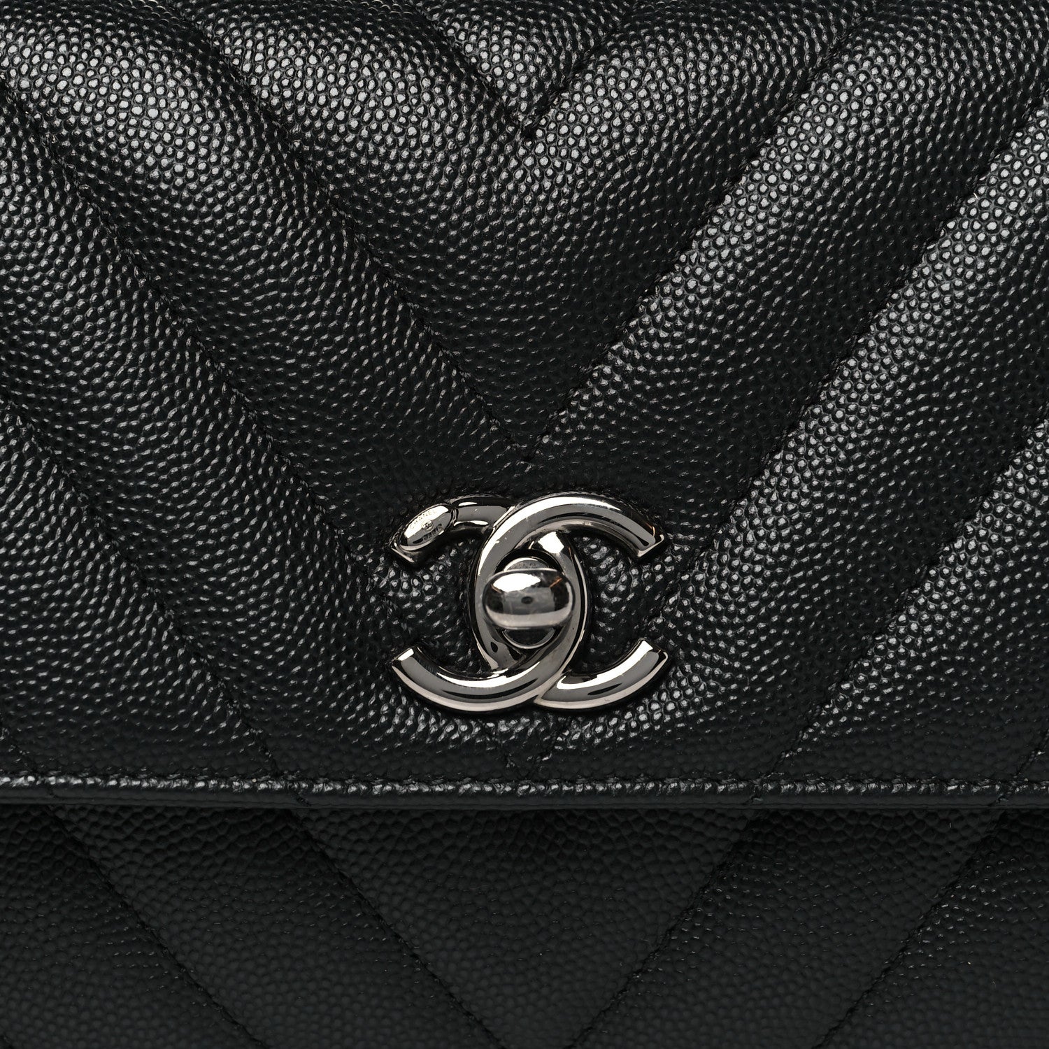 Chanel Caviar Chevron Quilted Mini Coco Handle Flap Black 8 of 10