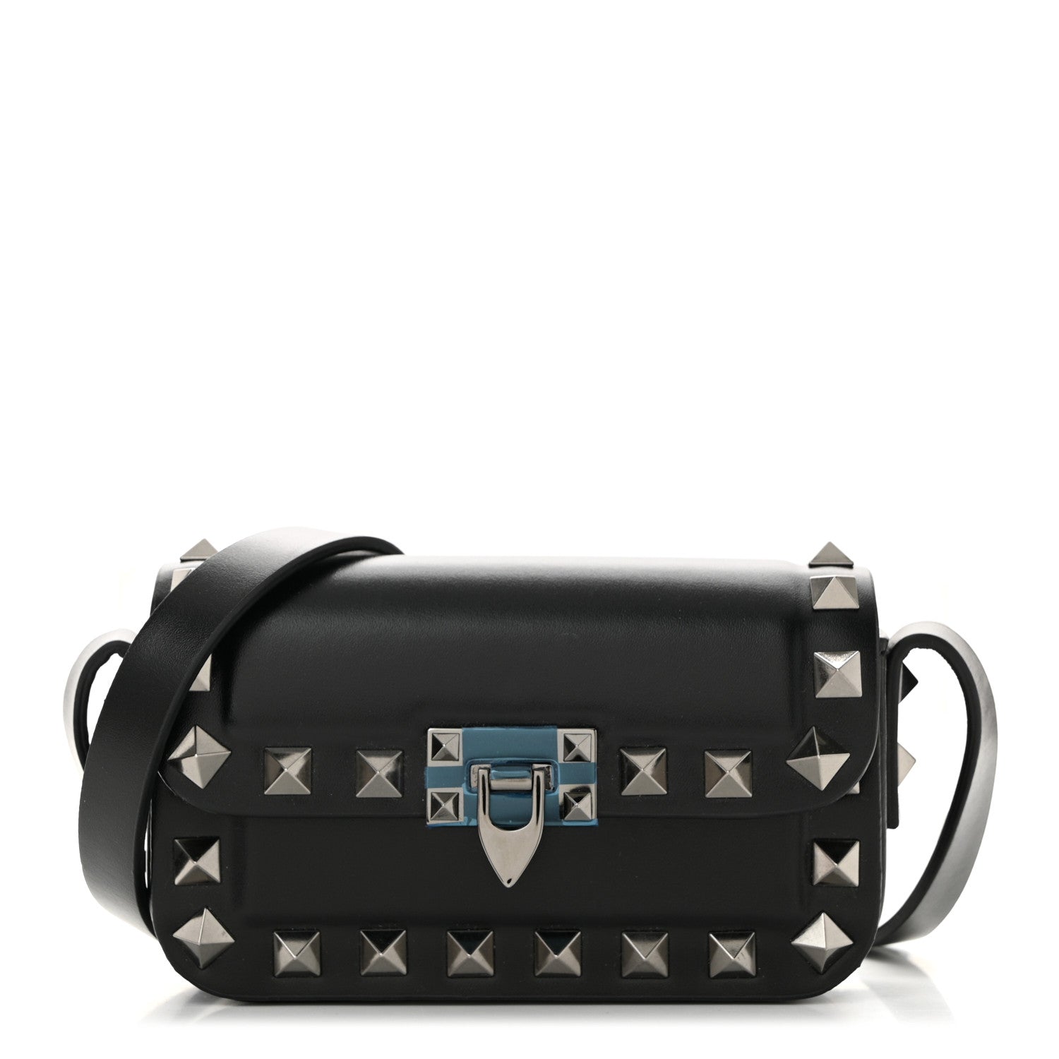 EU37 Valentino Garavani RockStud ブラック 箱付 Valentino Garavani Vitello Mini Rockstud Flip Lock Shoulder Bag