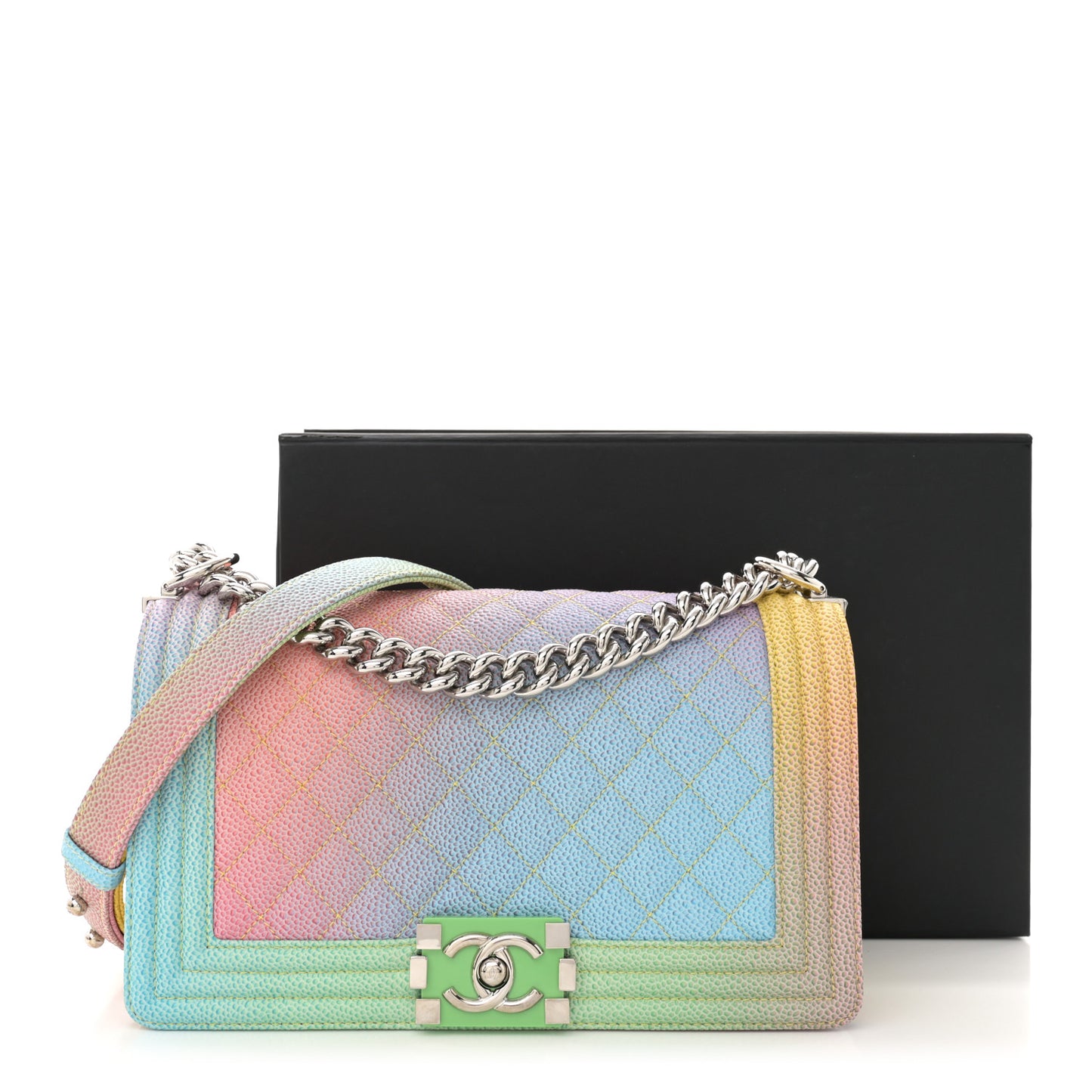 Caviar Quilted Medium Cuba Rainbow Boy Flap Multicolor