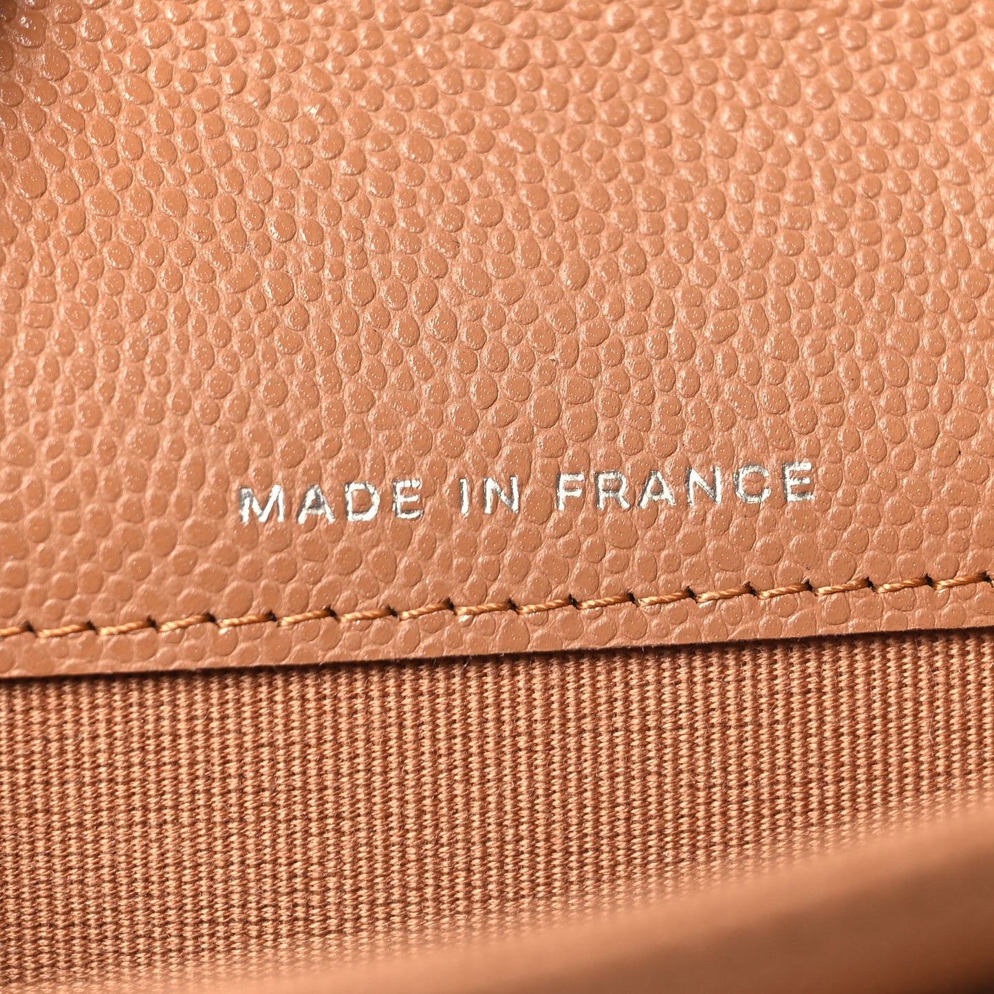 Caviar Quilted Flap Card Holder Wallet Light Brown