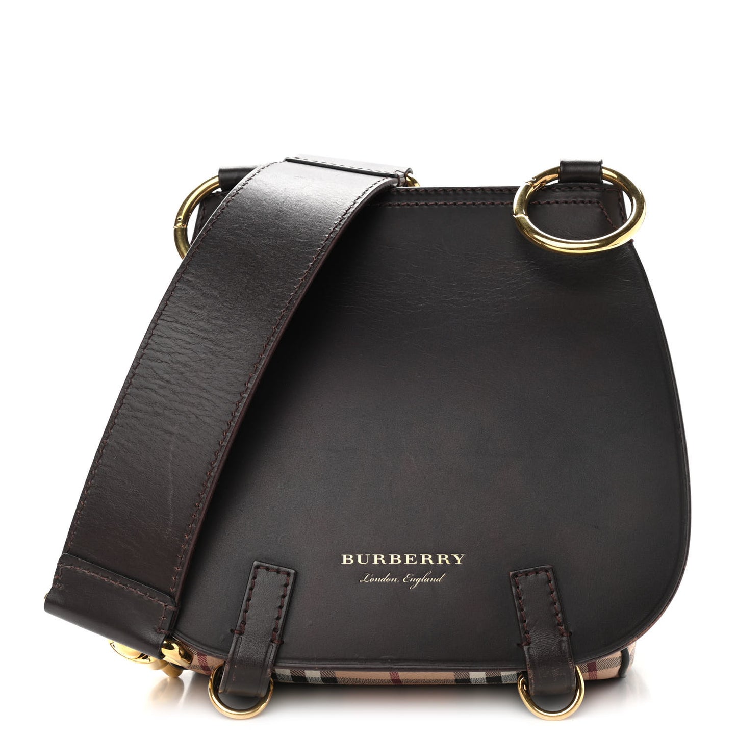 Haymarket Check Large Bridle Saddle Bag Dark Clove Brown