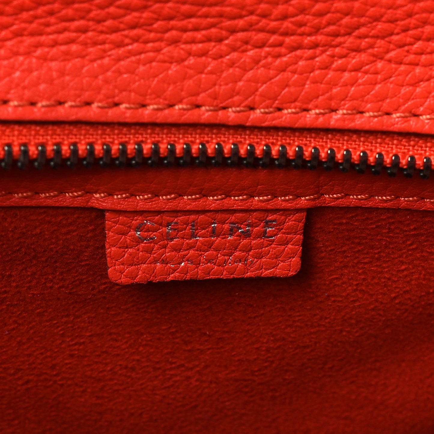 Drummed Calfskin Nano Luggage Vermillion