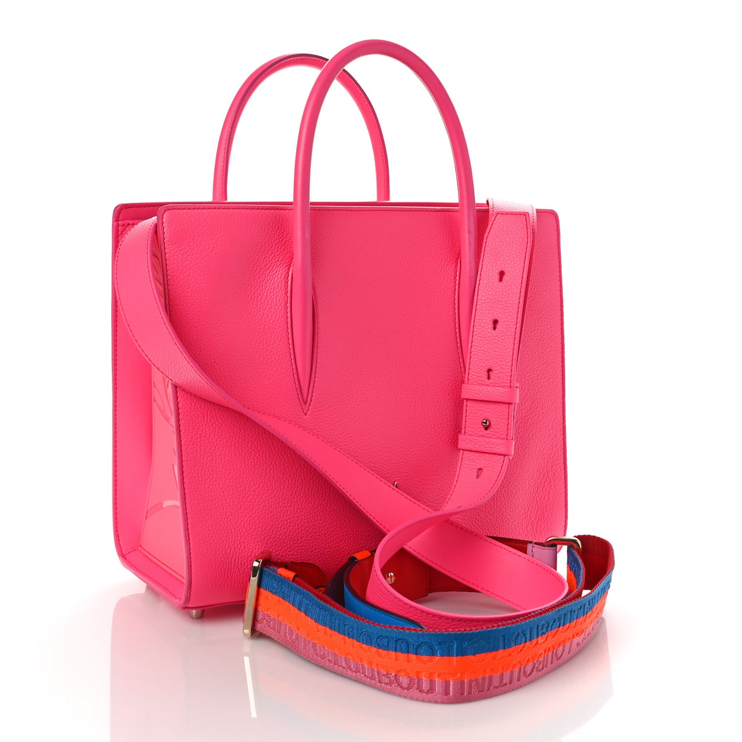 Calfskin Spikes Loubinthesky Medium Paloma Fuchsia