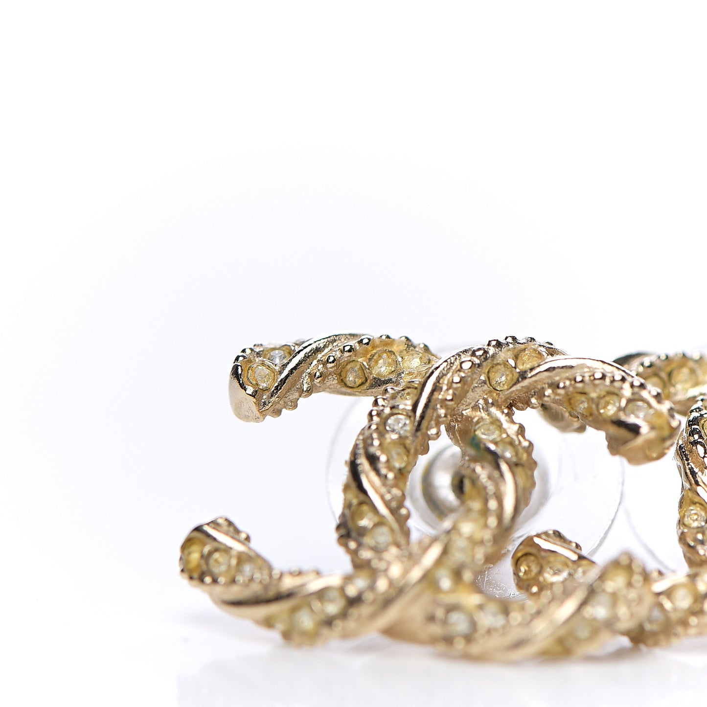 Crystal Twisted CC Earrings Gold
