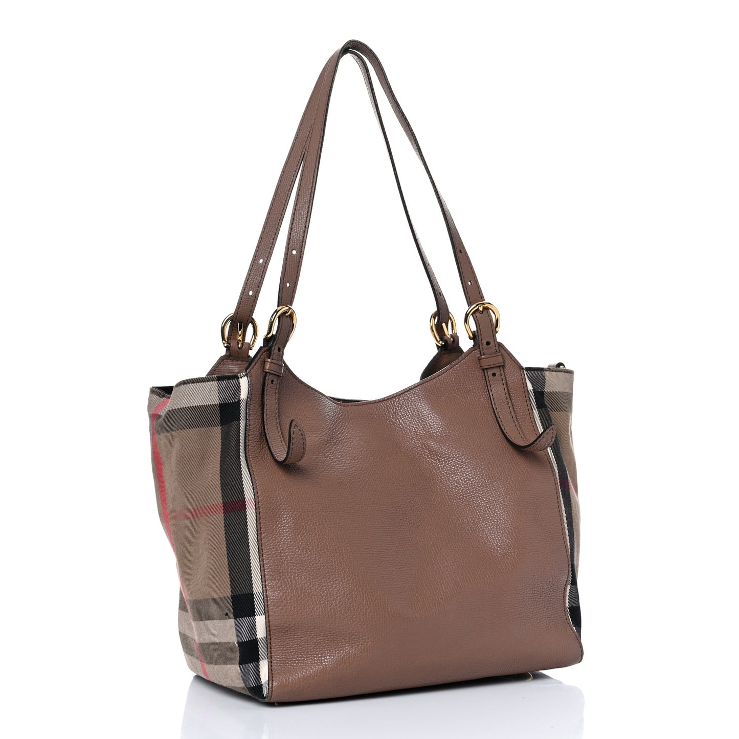 Grainy Calfskin House Check Small Canterbury Tote Tan