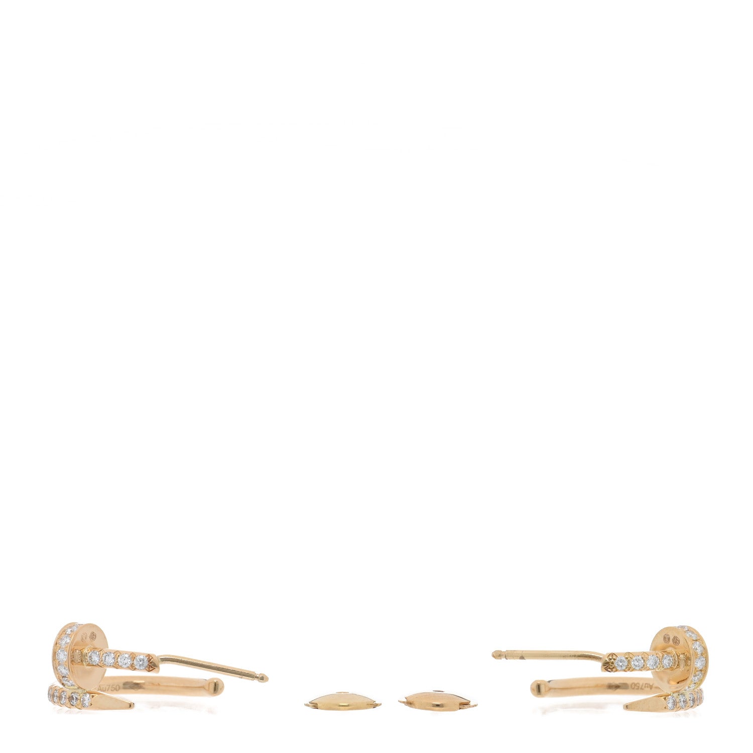 Cartier 18K Yellow Gold Diamond Juste Un Clou Pave Hoop Earrings 3 of 4