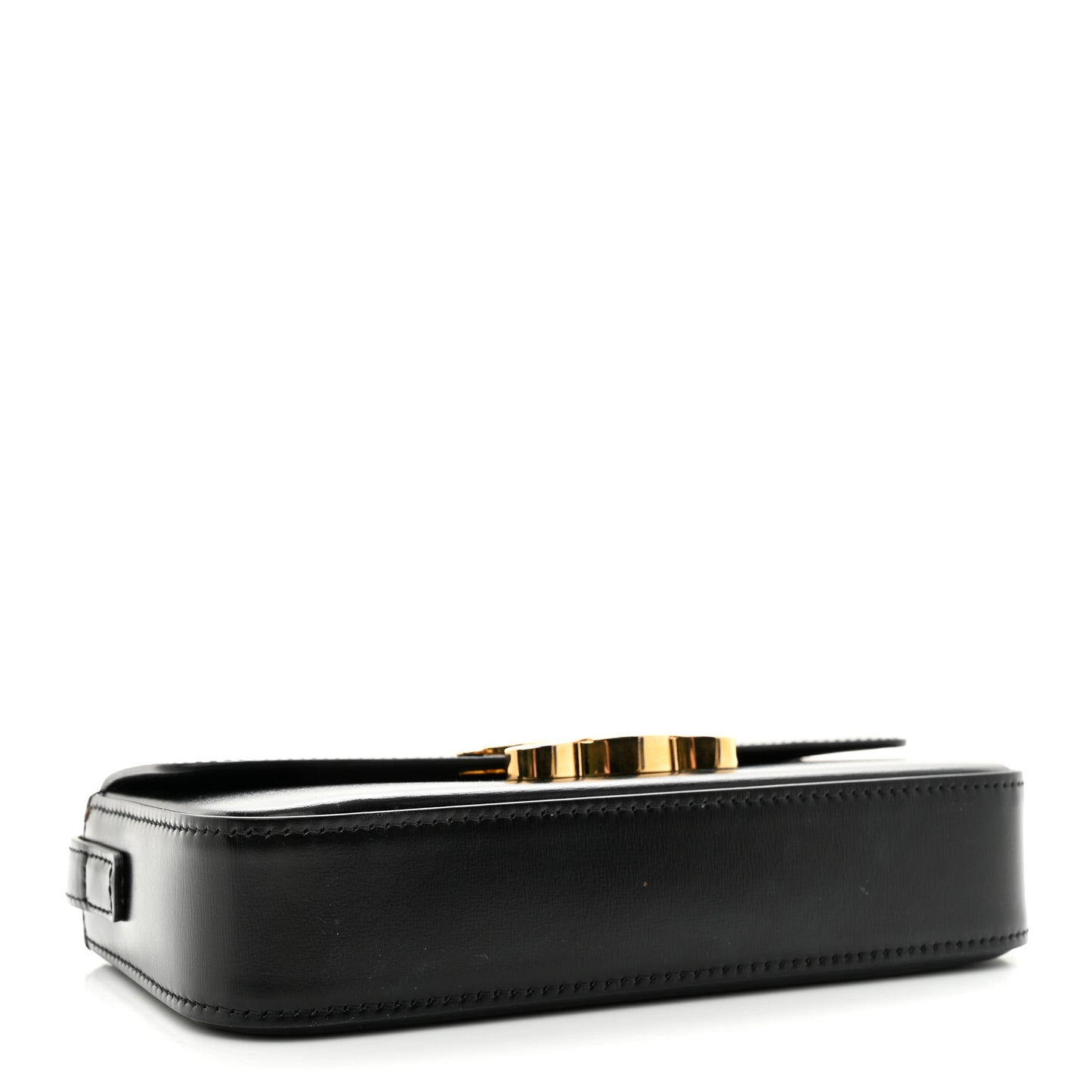 Shiny Calfskin Triomphe Shoulder Bag Black