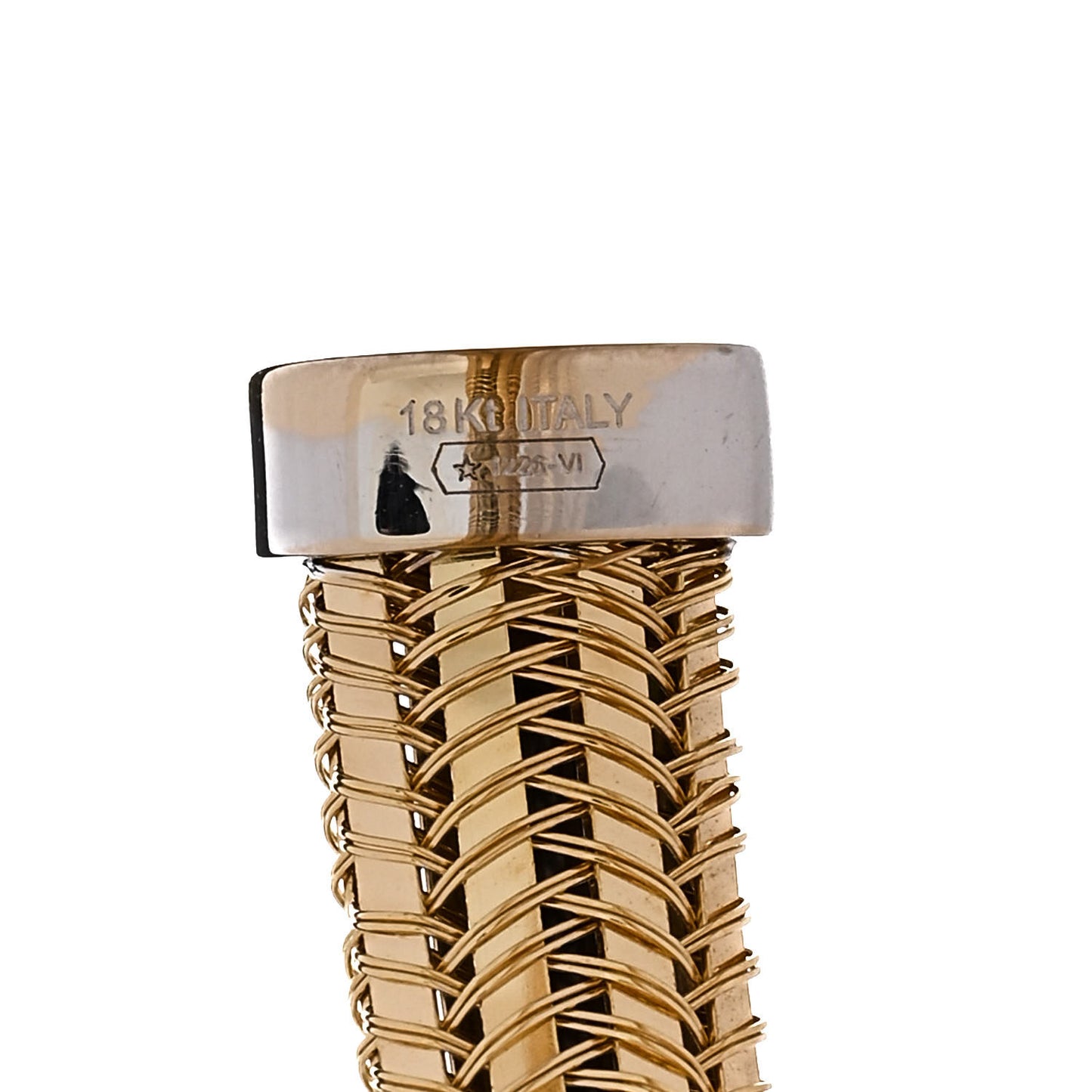 18K Yellow White Gold Diamond Woven Cuff Bracelet