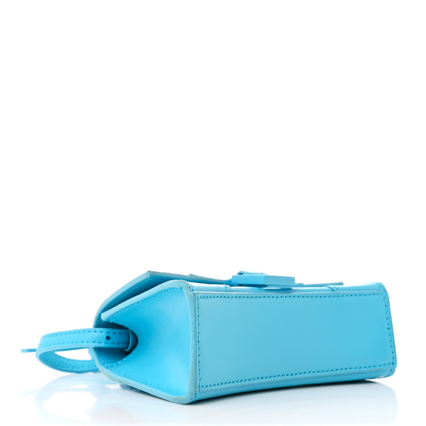 Shiny Box Calfskin Tonal B Hourglass Top Handle Bag Mini Azur