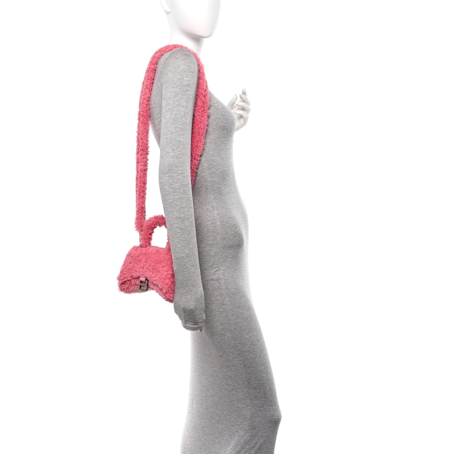 Faux Fur Fluffy Hourglass XS Top Handle Bag Sweet Pink