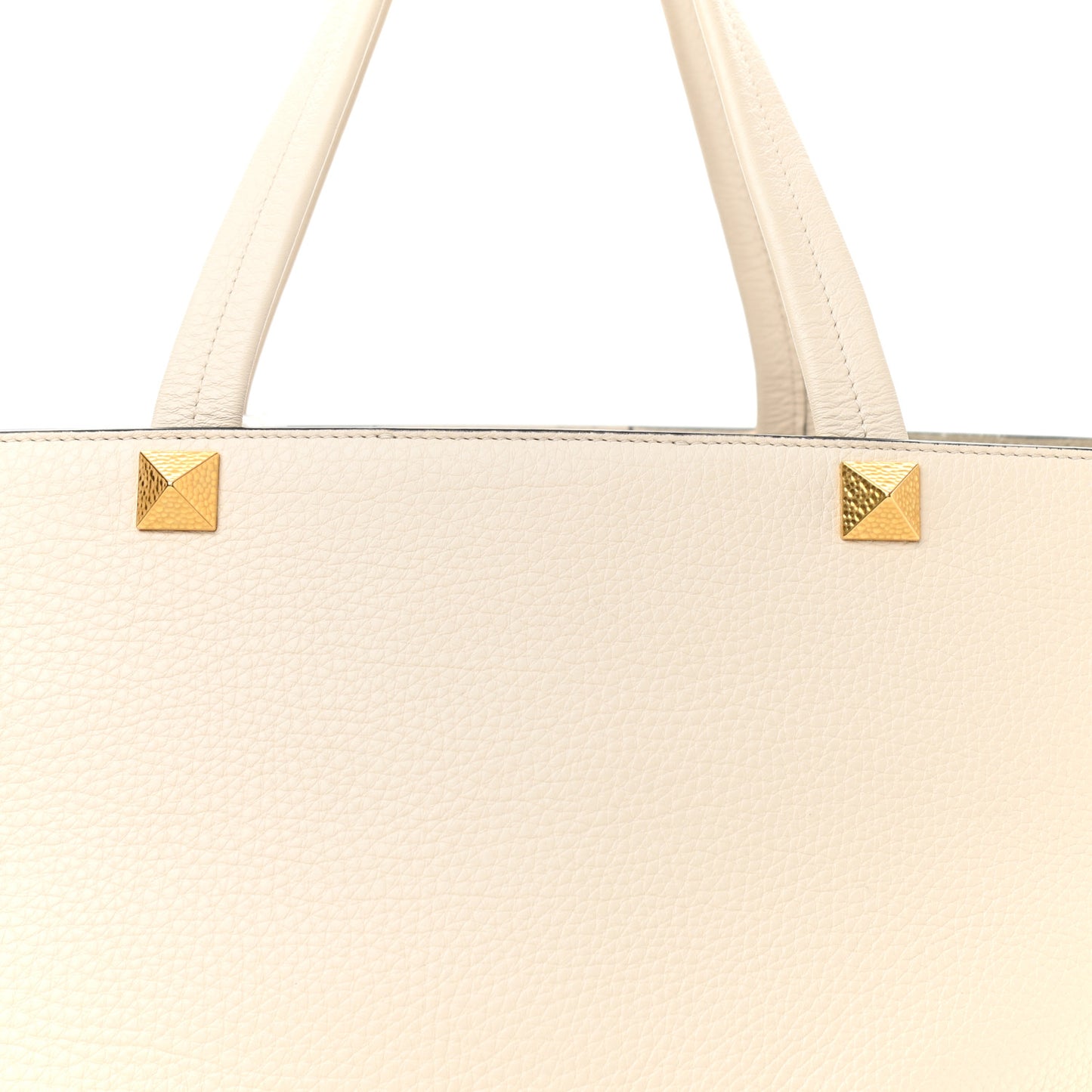 Grained Calfskin Roman Stud Tote Light Ivory