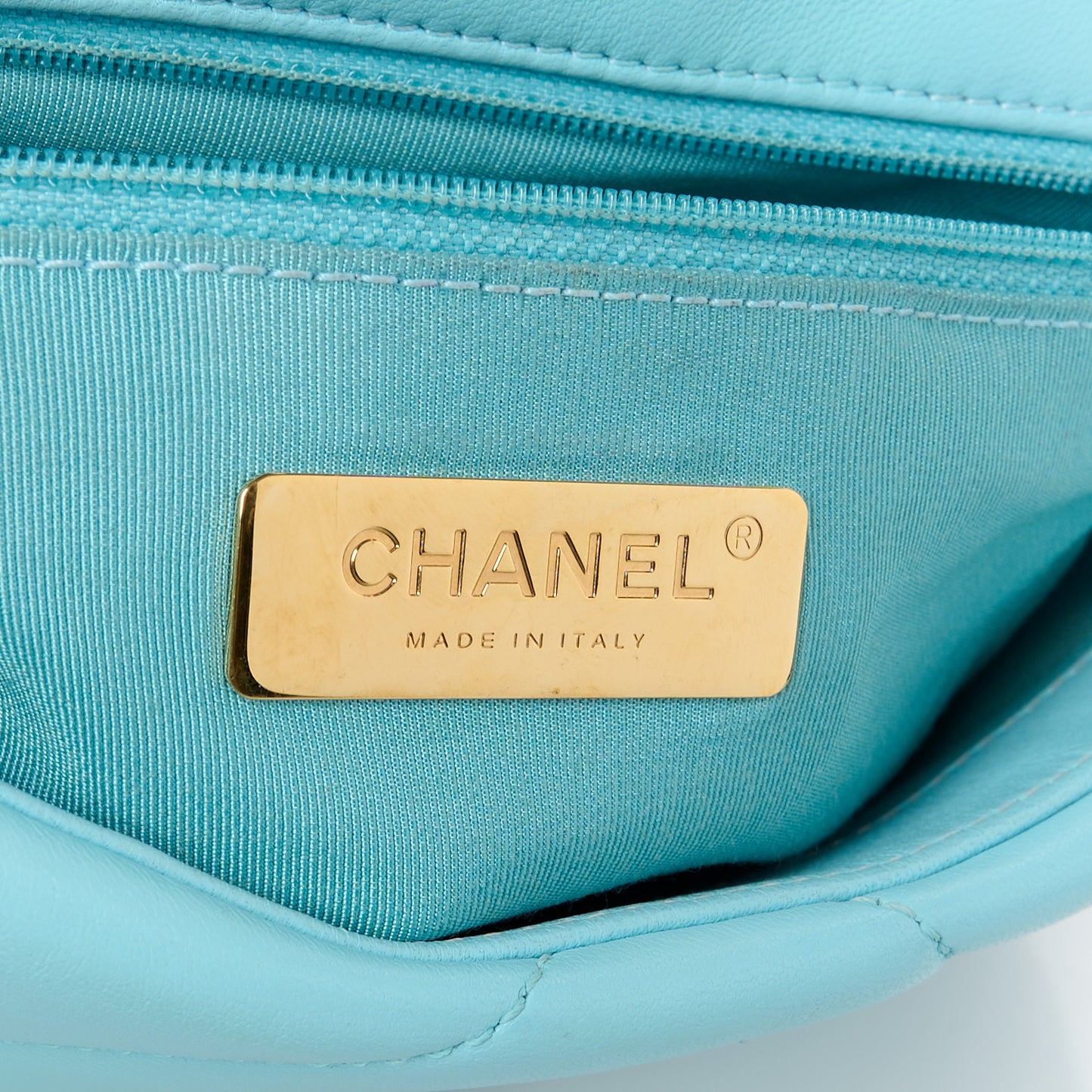 Lambskin Quilted Medium Chanel 19 Flap Light Blue