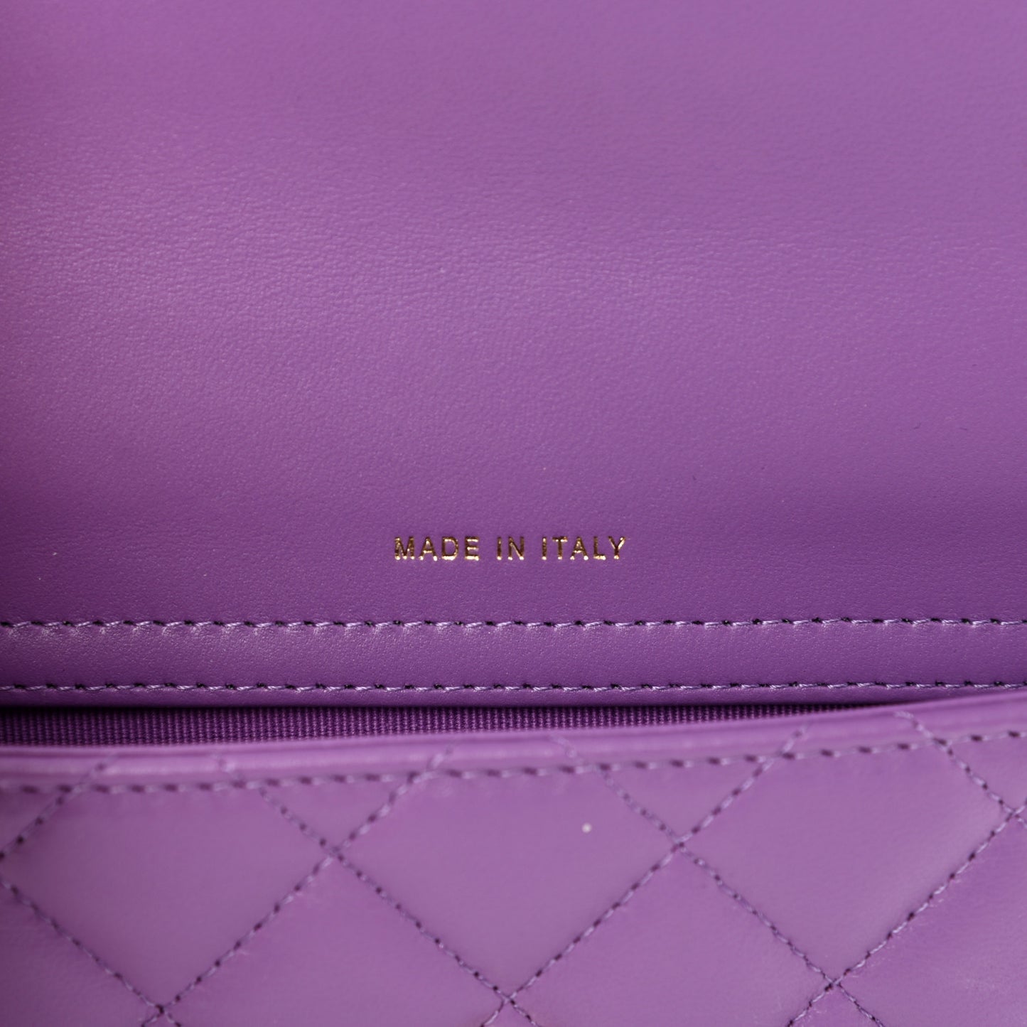 Lambskin Quilted Flap Phone Holder With Chain Purple