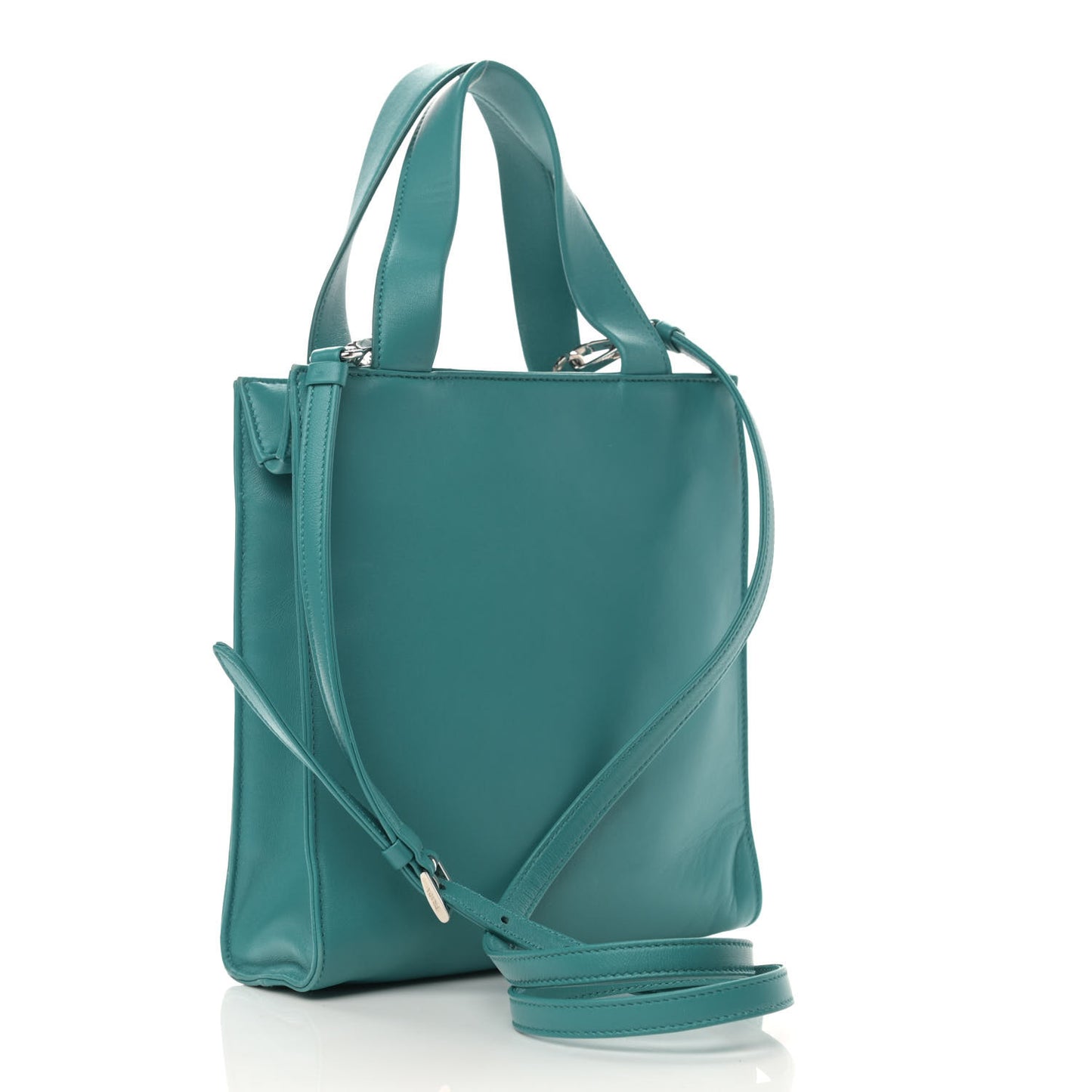Nappa Triangle Pocket Small Tote Bag Teal