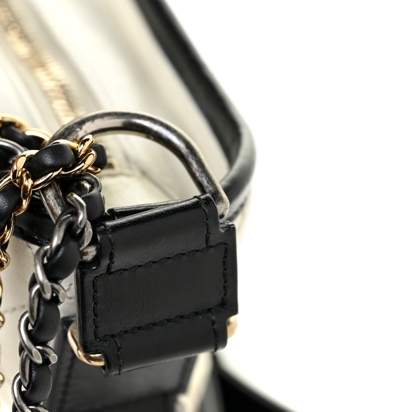 Aged Calfskin Quilted Small Gabrielle Hobo Black White