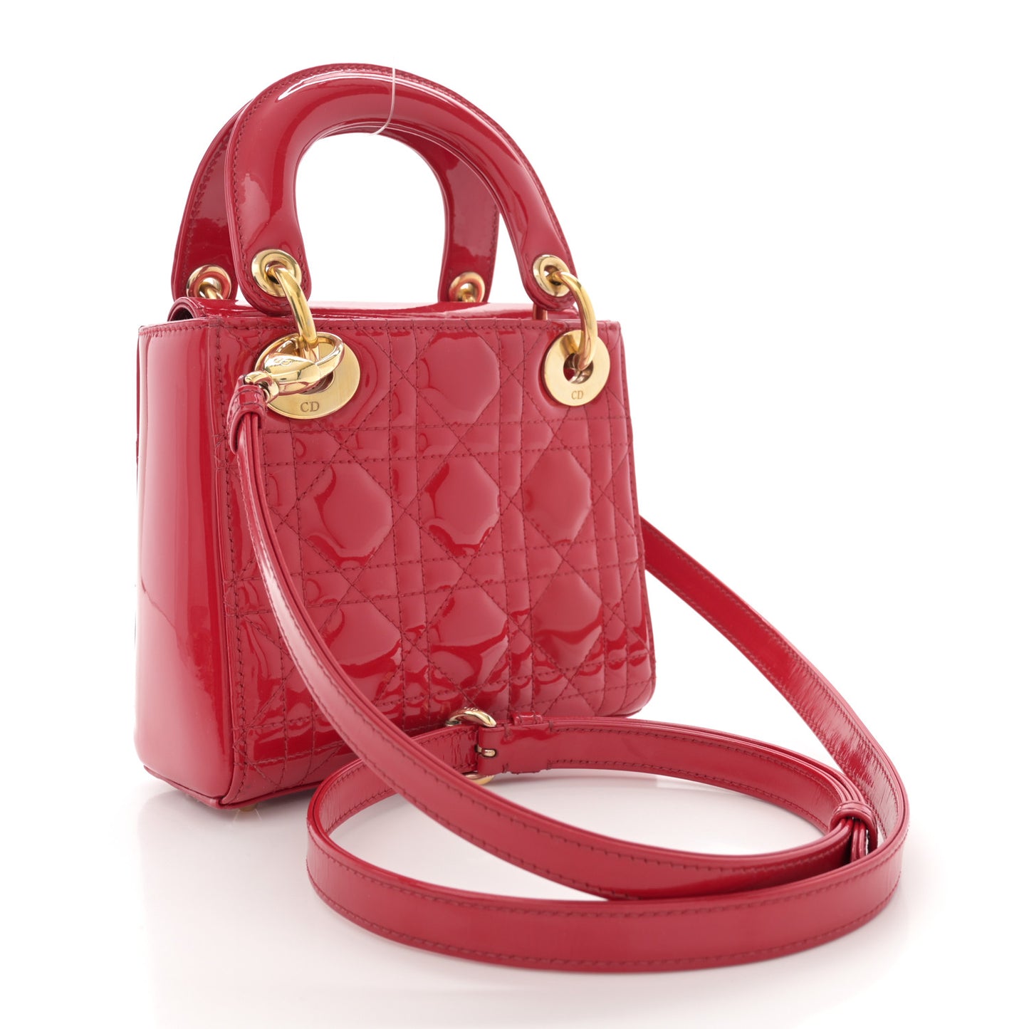 Patent Cannage Mini Lady Dior Red