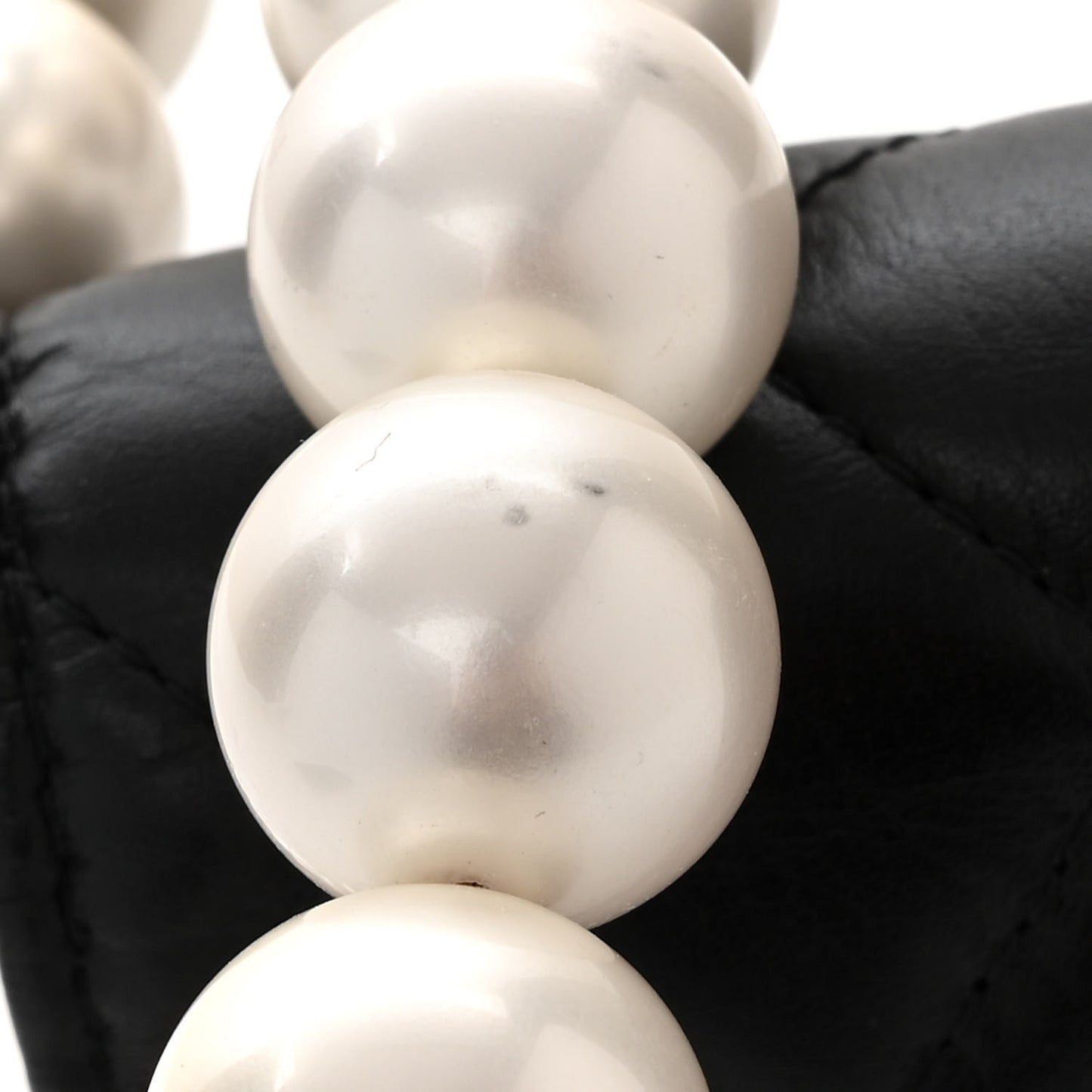 Calfskin Quilted Mini Maxi Pearls Wallet On Chain WOC Black