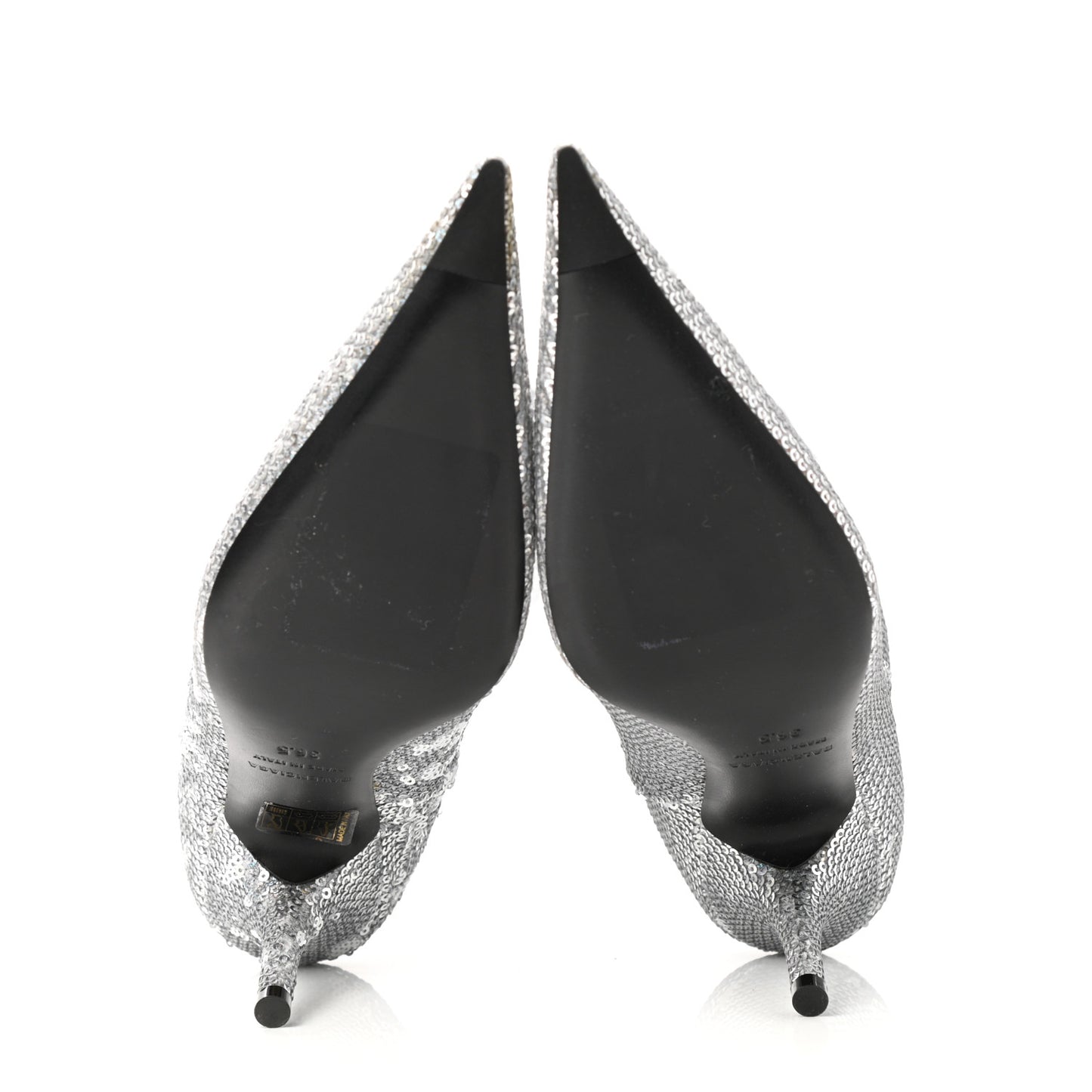 Metallic Sequin Spandex Pointy Toe Knife Booties 36.5 Silver
