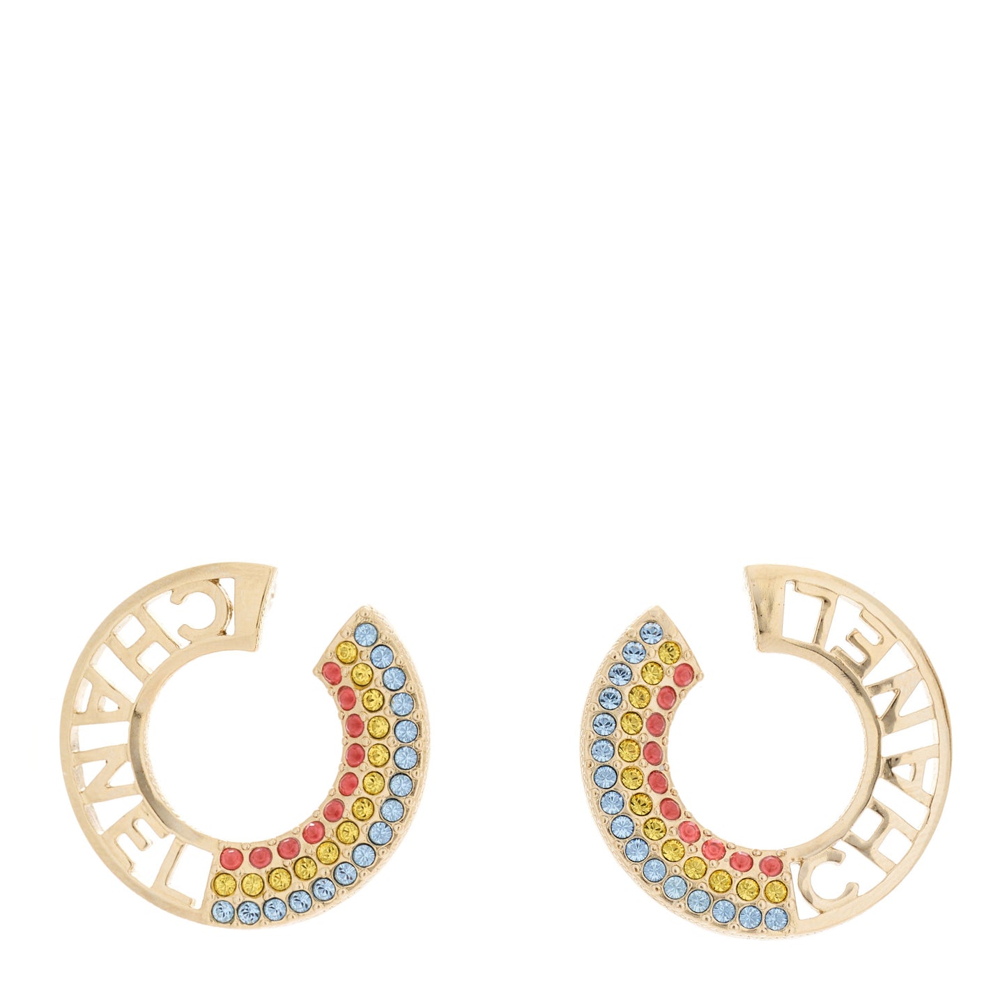 Crystal Rainbow Logo Earrings Gold Multicolor